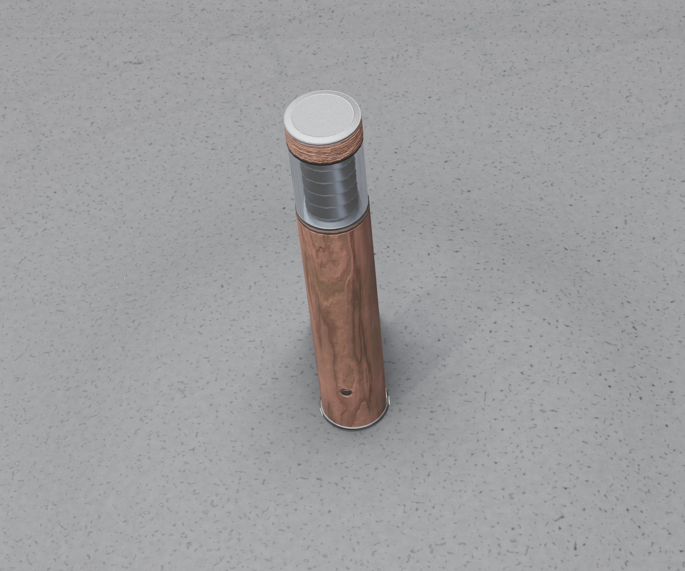 Street-Light Set-9 - Low-Poly Wood Light-Column 17 Low-poly 3D model_74