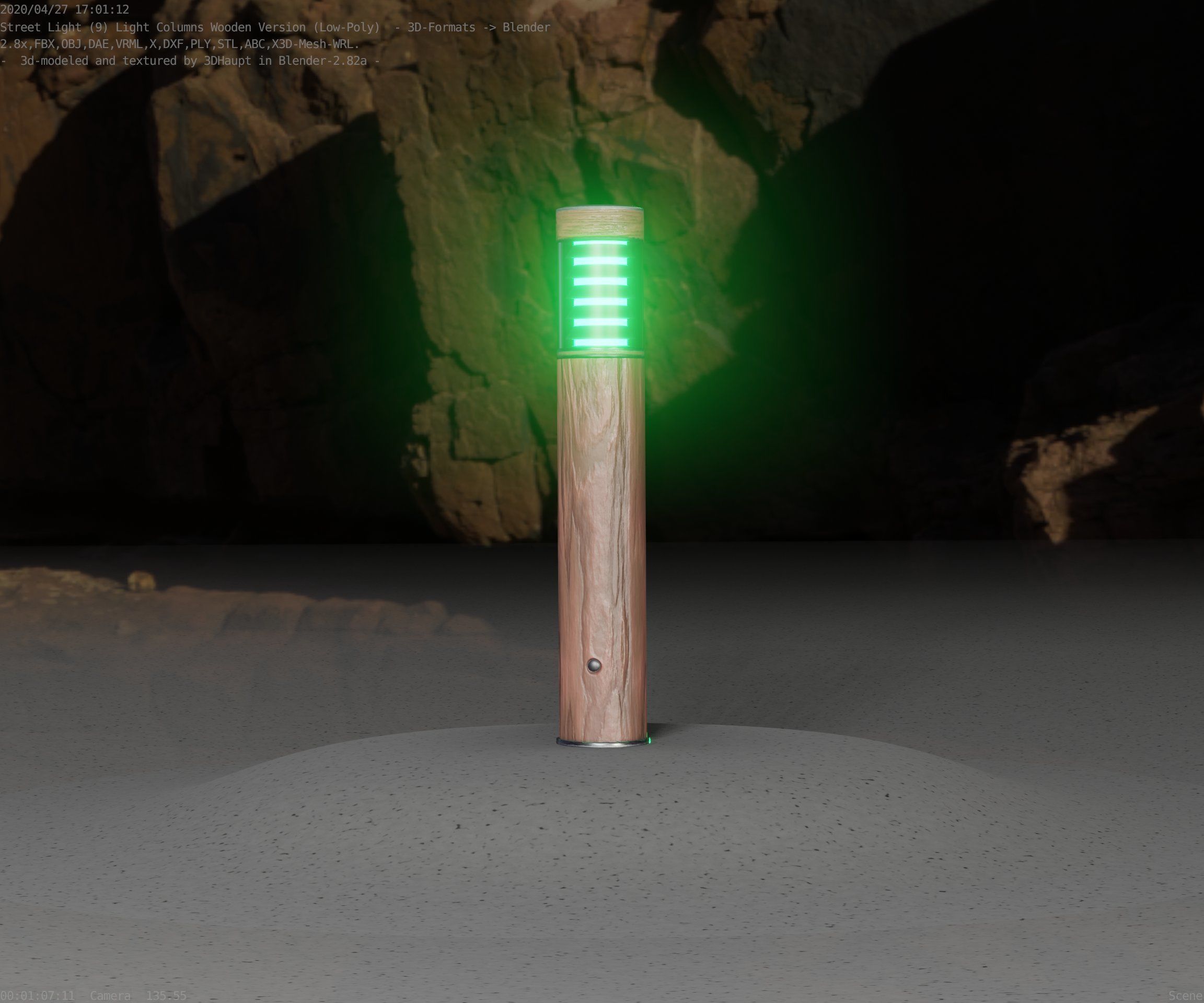 Street-Light Set-9 - Low-Poly Wood Light-Column 17 Low-poly 3D model_19
