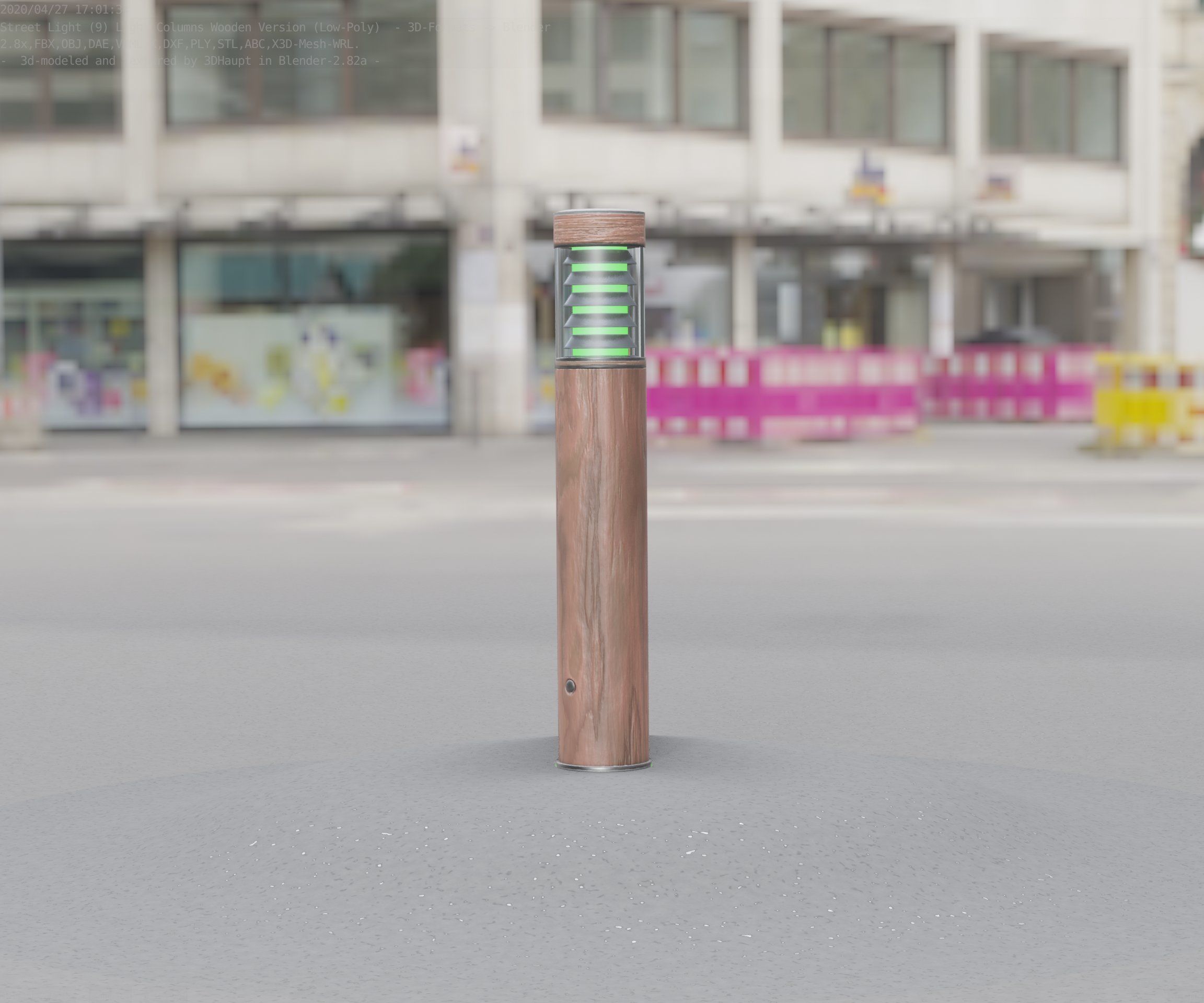 Street-Light Set-9 - Low-Poly Wood Light-Column 17 Low-poly 3D model_25