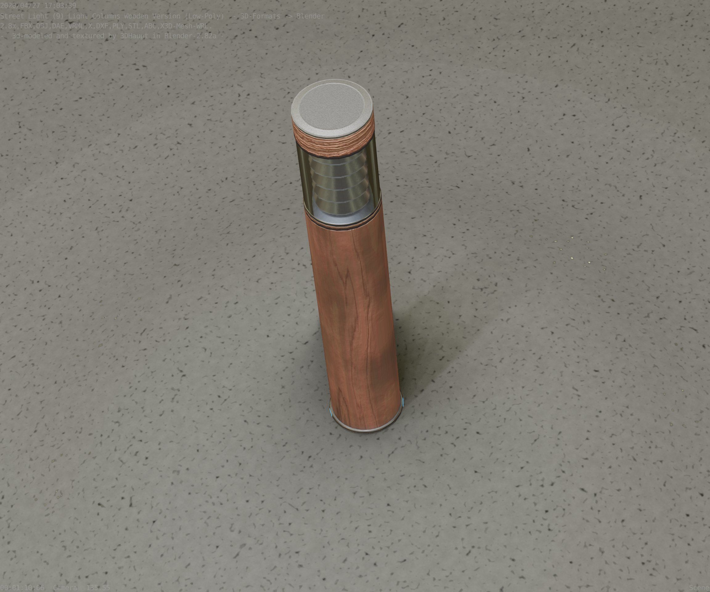 Street-Light Set-9 - Low-Poly Wood Light-Column 17 Low-poly 3D model_86