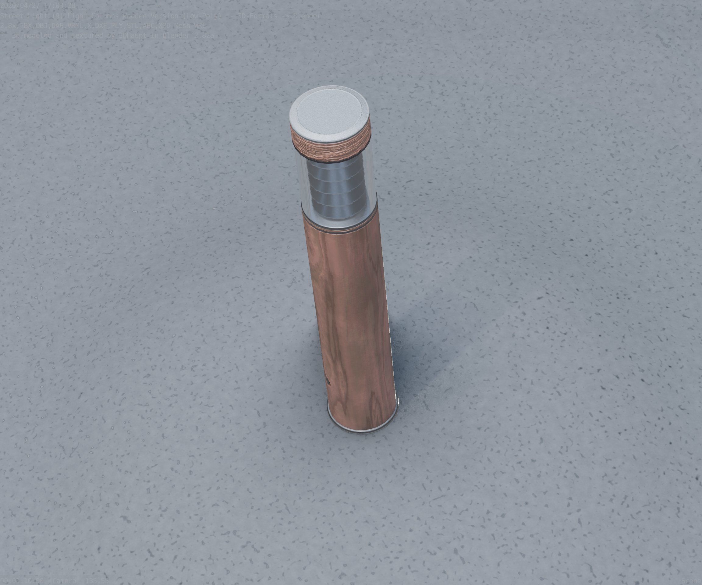 Street-Light Set-9 - Low-Poly Wood Light-Column 17 Low-poly 3D model_80