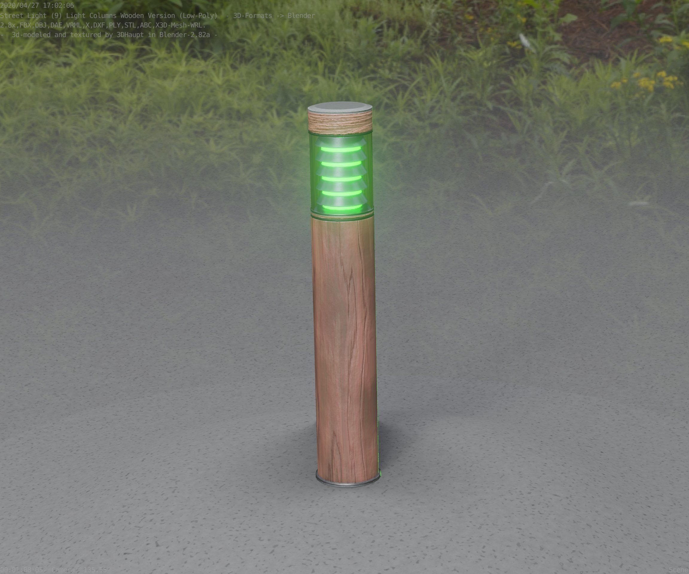 Street-Light Set-9 - Low-Poly Wood Light-Column 17 Low-poly 3D model_37