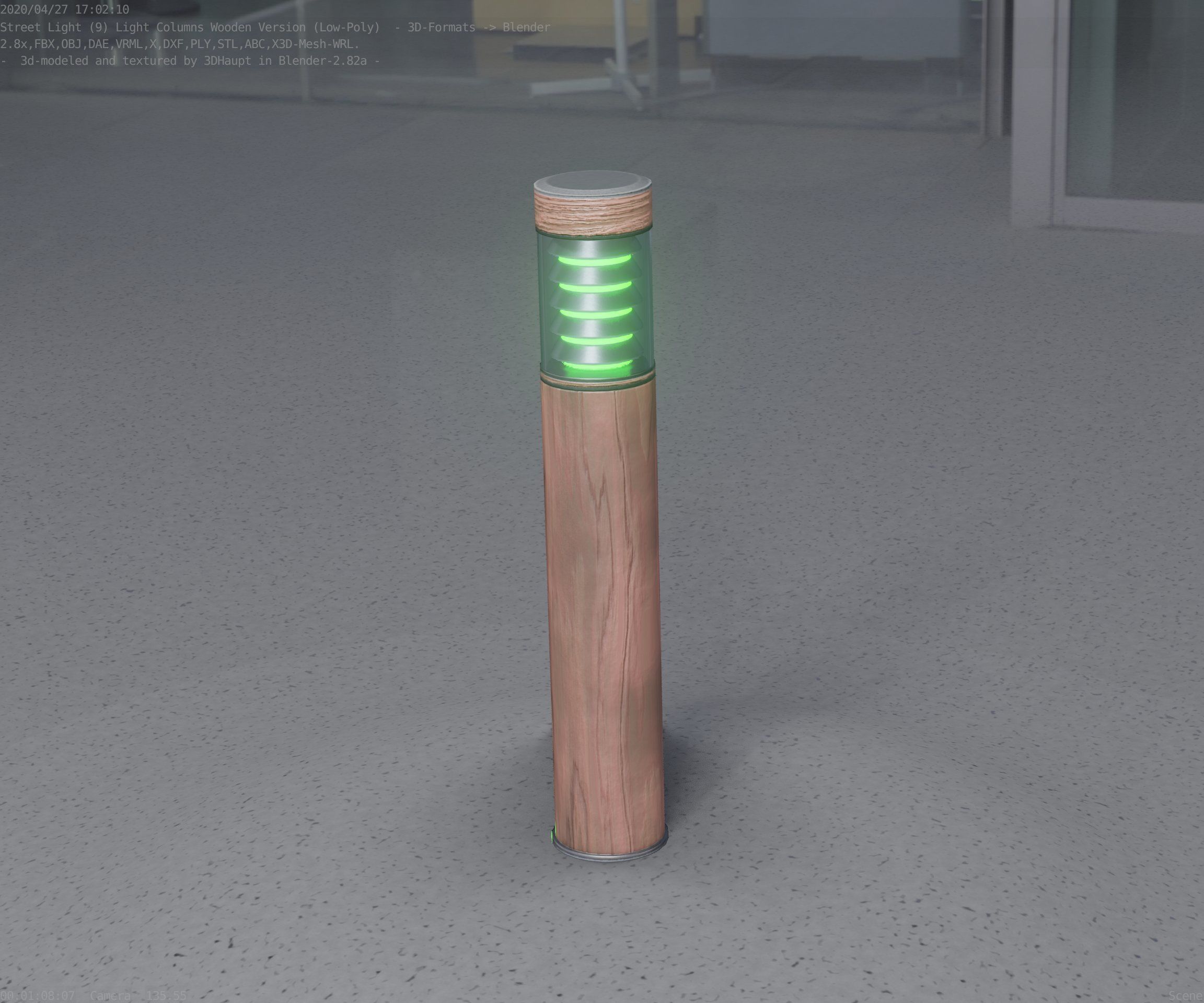 Street-Light Set-9 - Low-Poly Wood Light-Column 17 Low-poly 3D model_39