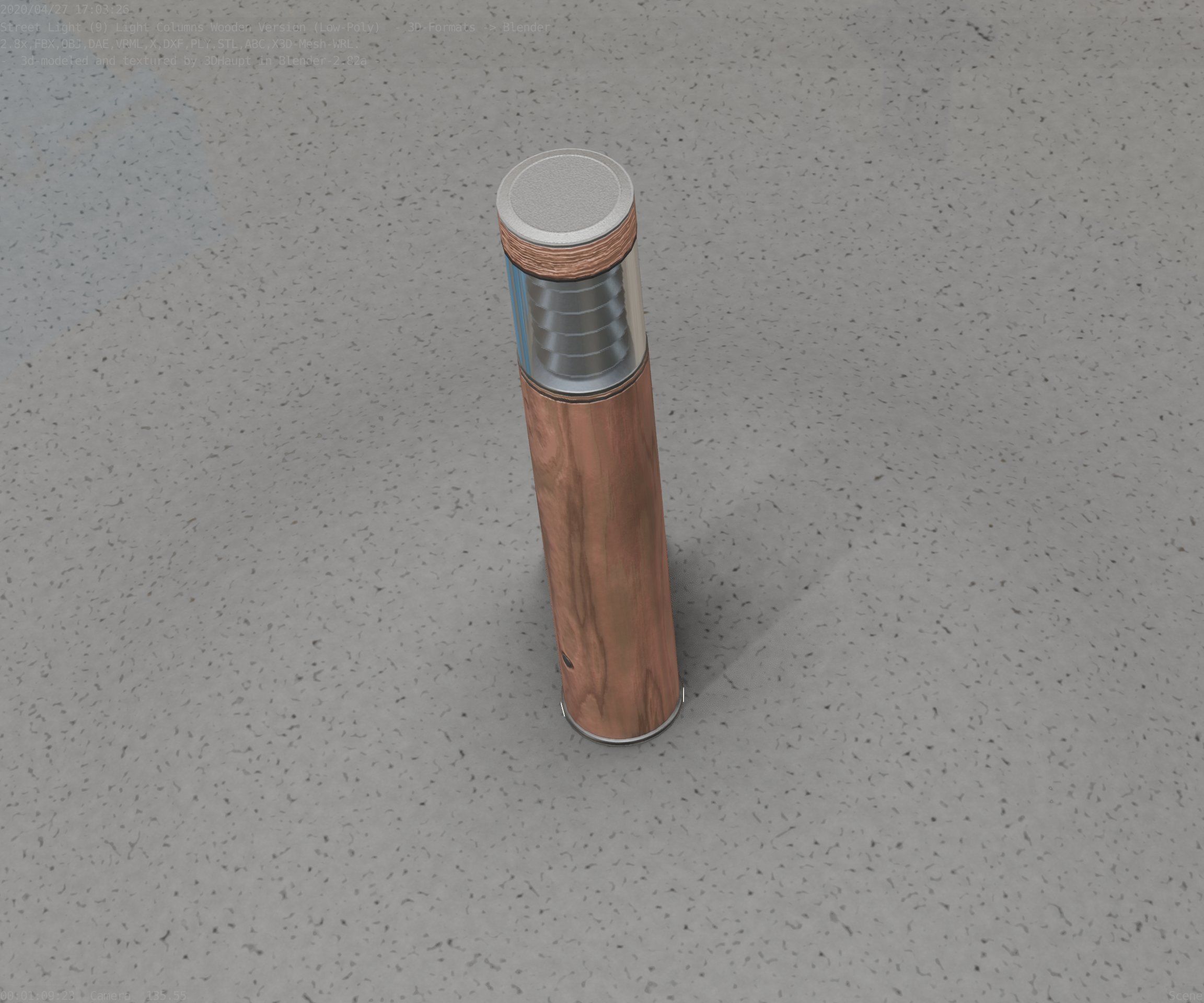 Street-Light Set-9 - Low-Poly Wood Light-Column 17 Low-poly 3D model_79