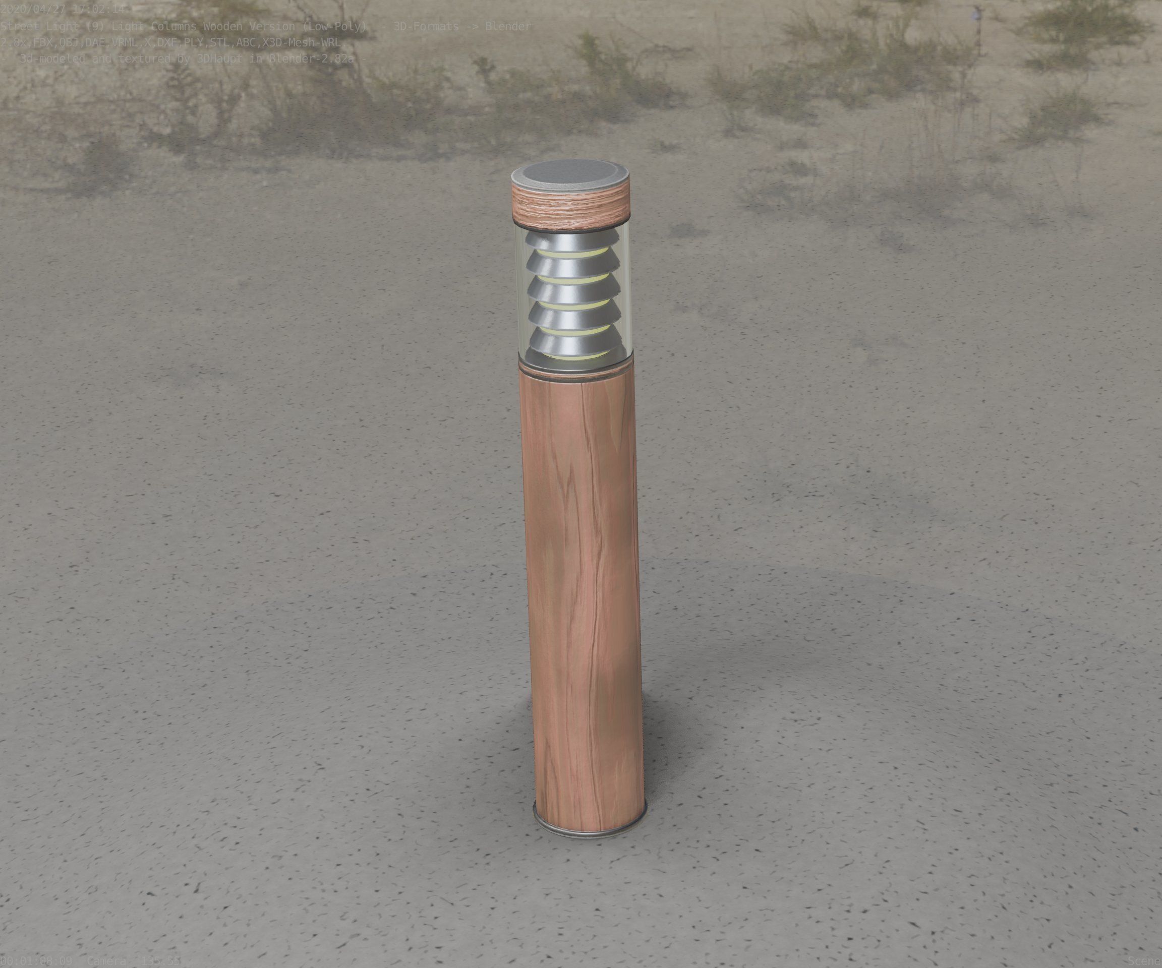 Street-Light Set-9 - Low-Poly Wood Light-Column 17 Low-poly 3D model_41