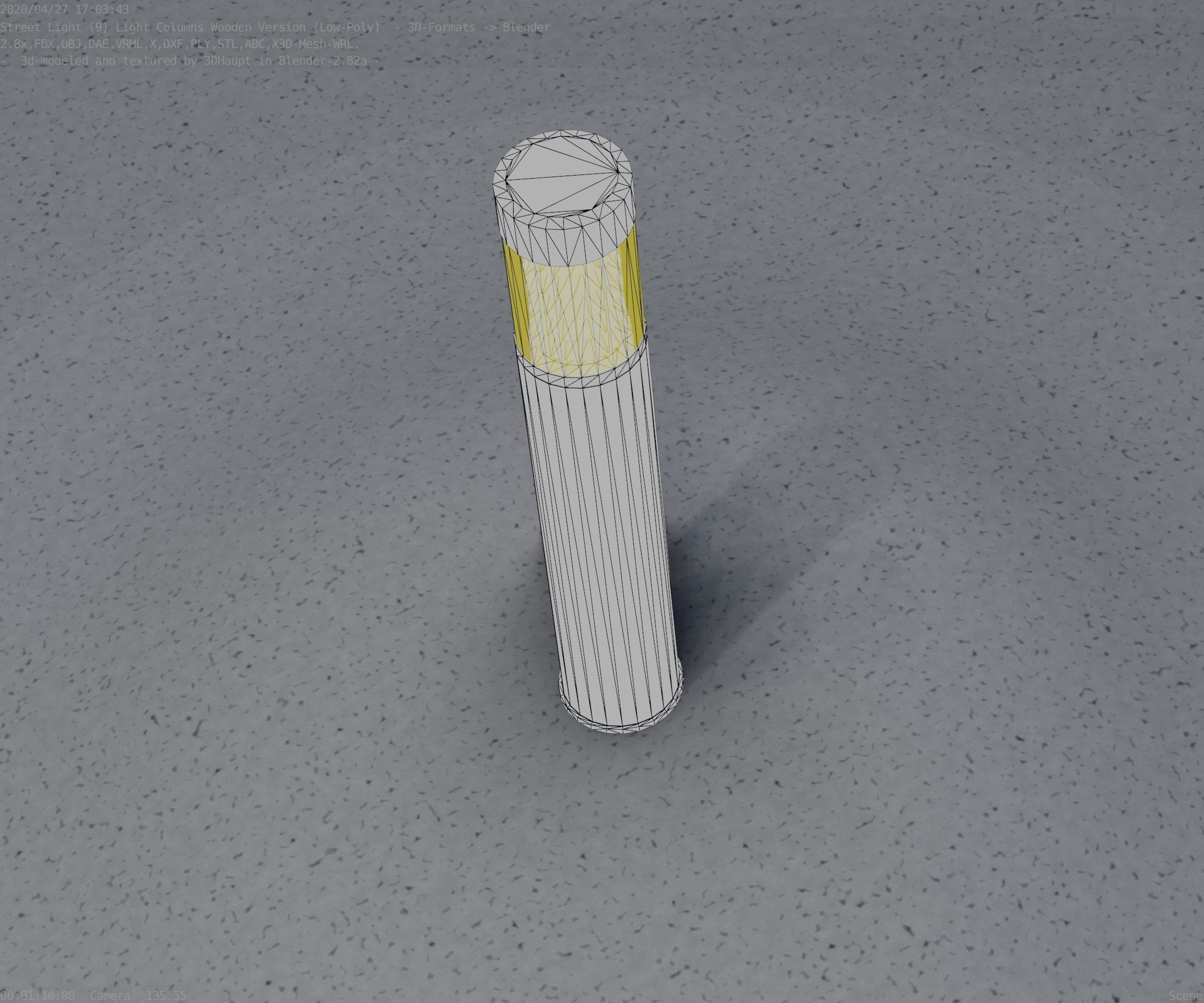 Street-Light Set-9 - Low-Poly Wood Light-Column 17 Low-poly 3D model_88
