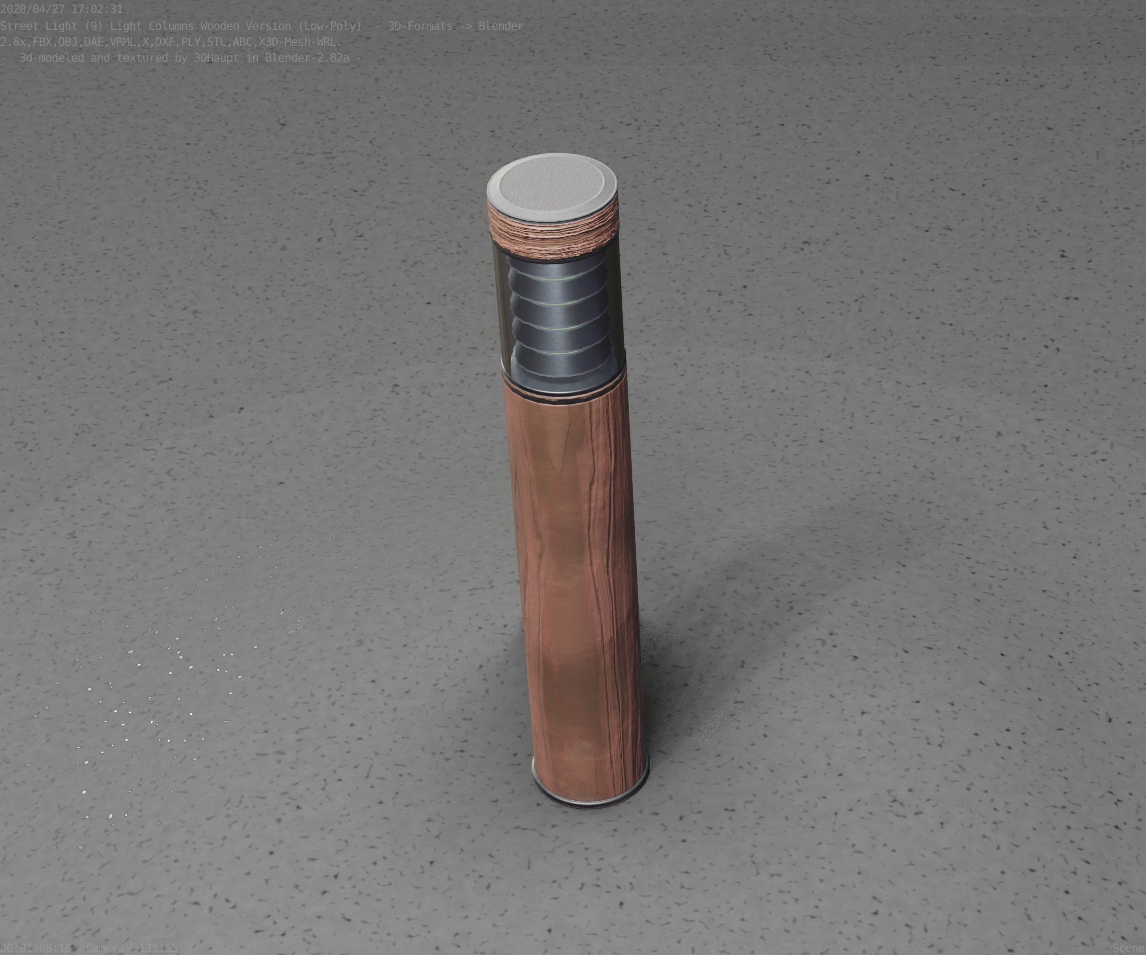Street-Light Set-9 - Low-Poly Wood Light-Column 17 Low-poly 3D model_50