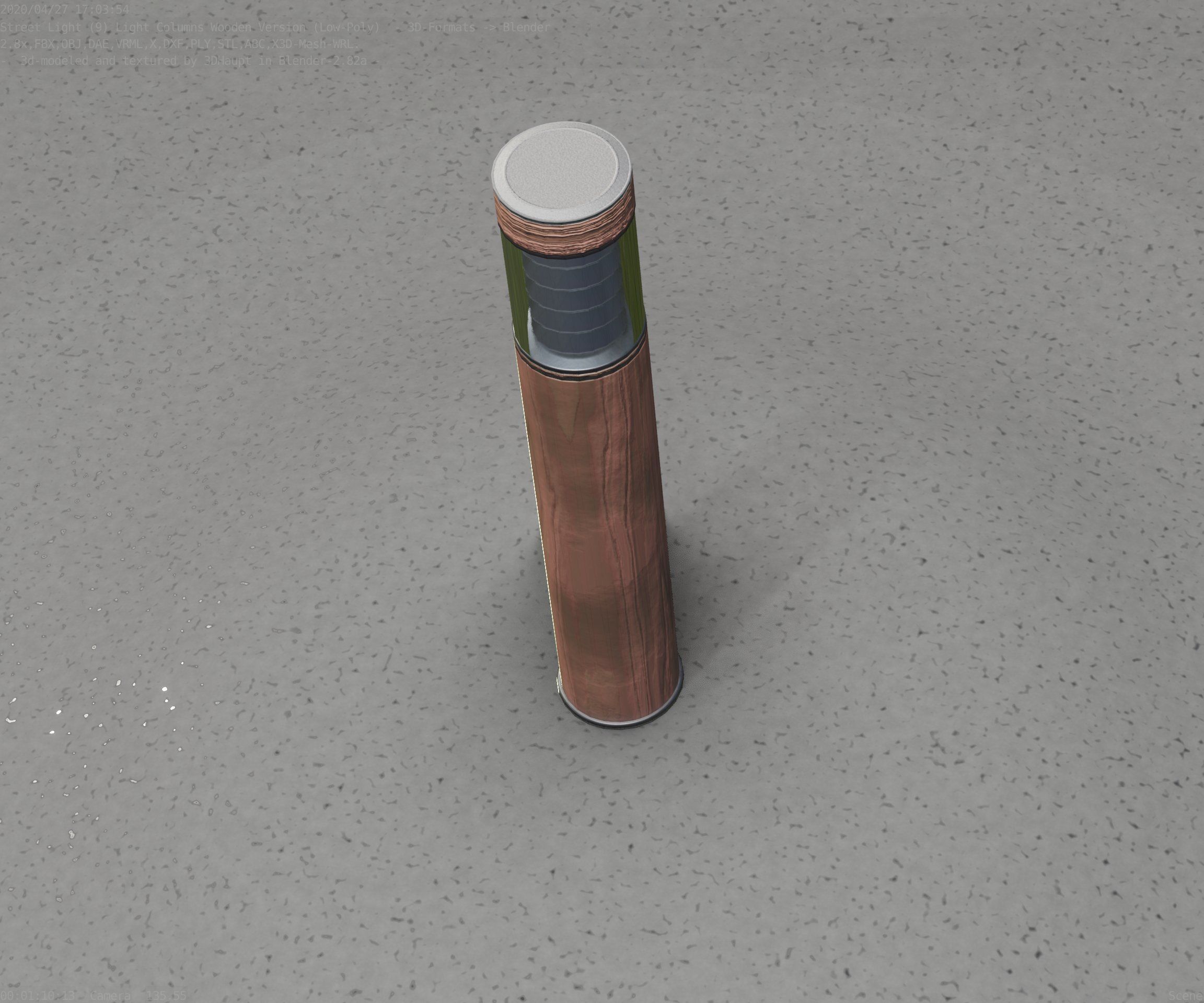 Street-Light Set-9 - Low-Poly Wood Light-Column 17 Low-poly 3D model_93
