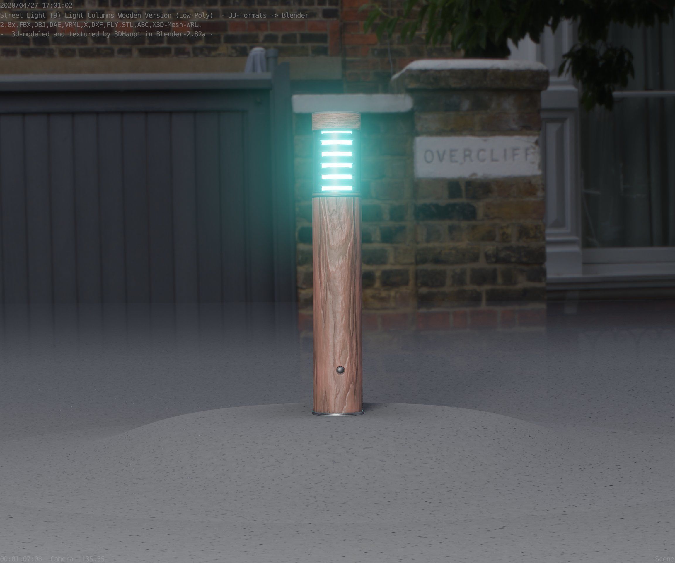 Street-Light Set-9 - Low-Poly Wood Light-Column 17 Low-poly 3D model_17