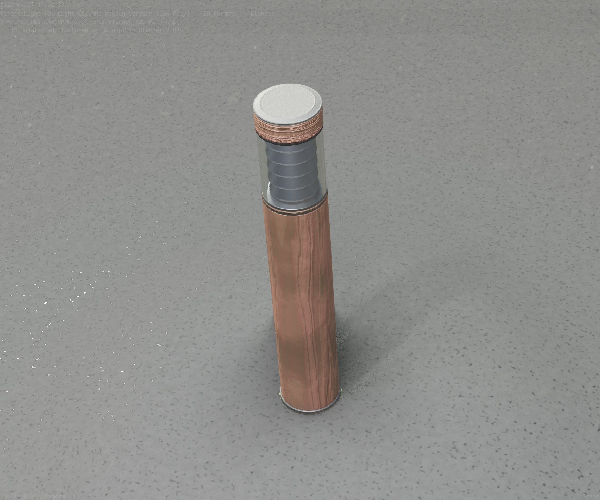 Street-Light Set-9 - Low-Poly Wood Light-Column 17 Low-poly 3D model_53