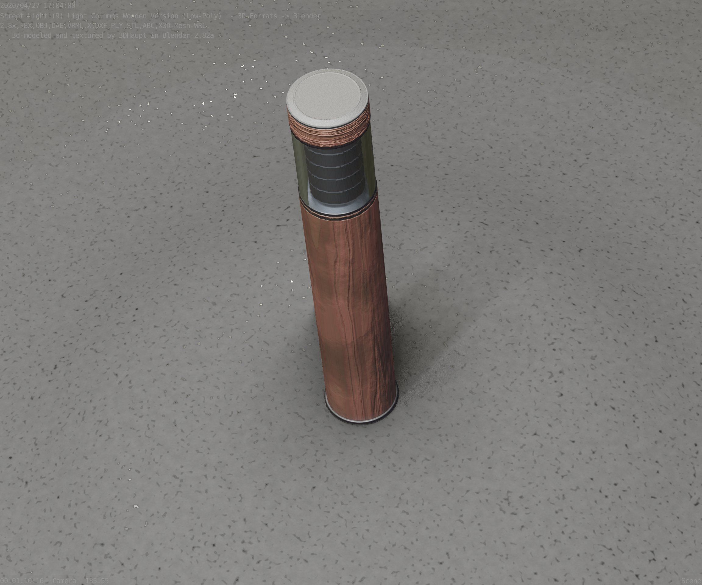 Street-Light Set-9 - Low-Poly Wood Light-Column 17 Low-poly 3D model_96