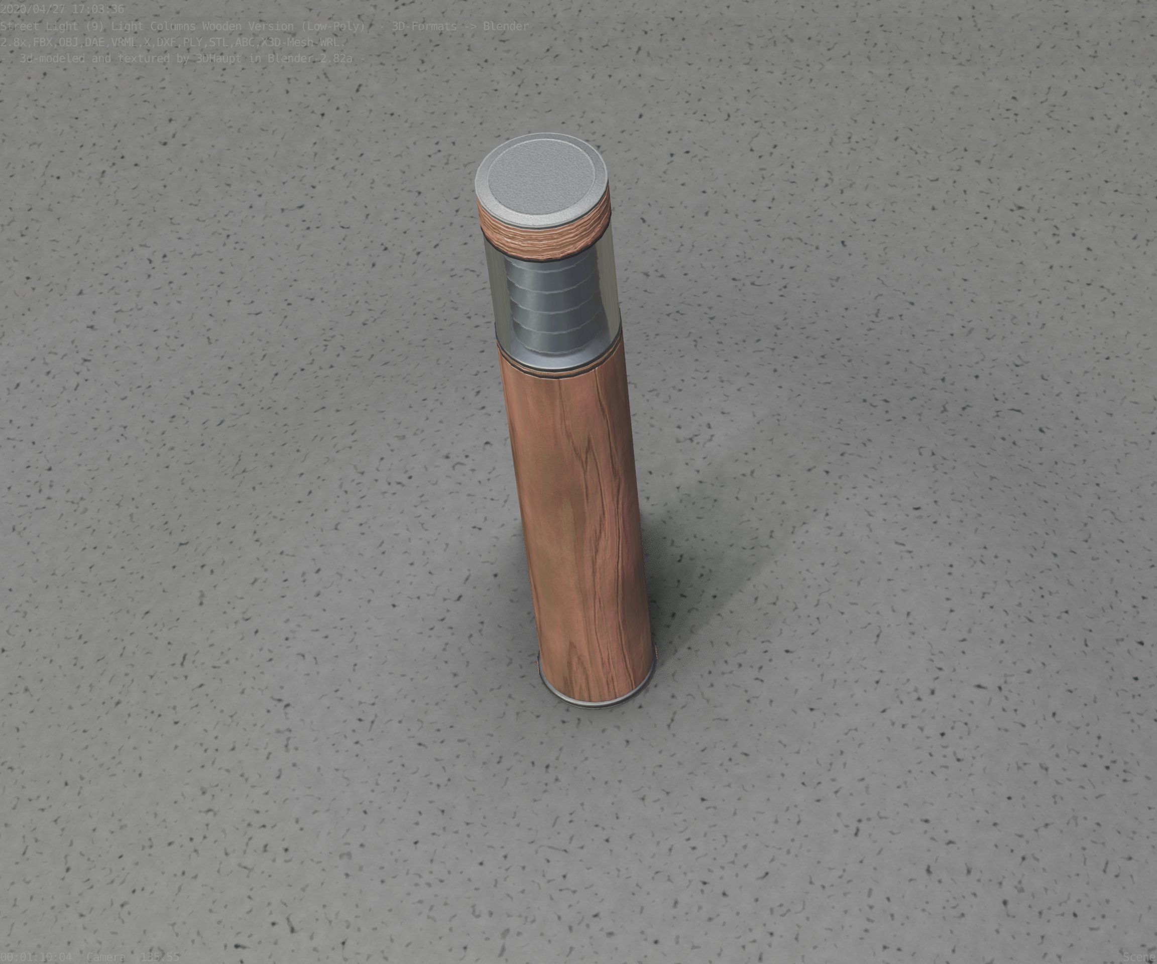 Street-Light Set-9 - Low-Poly Wood Light-Column 17 Low-poly 3D model_84