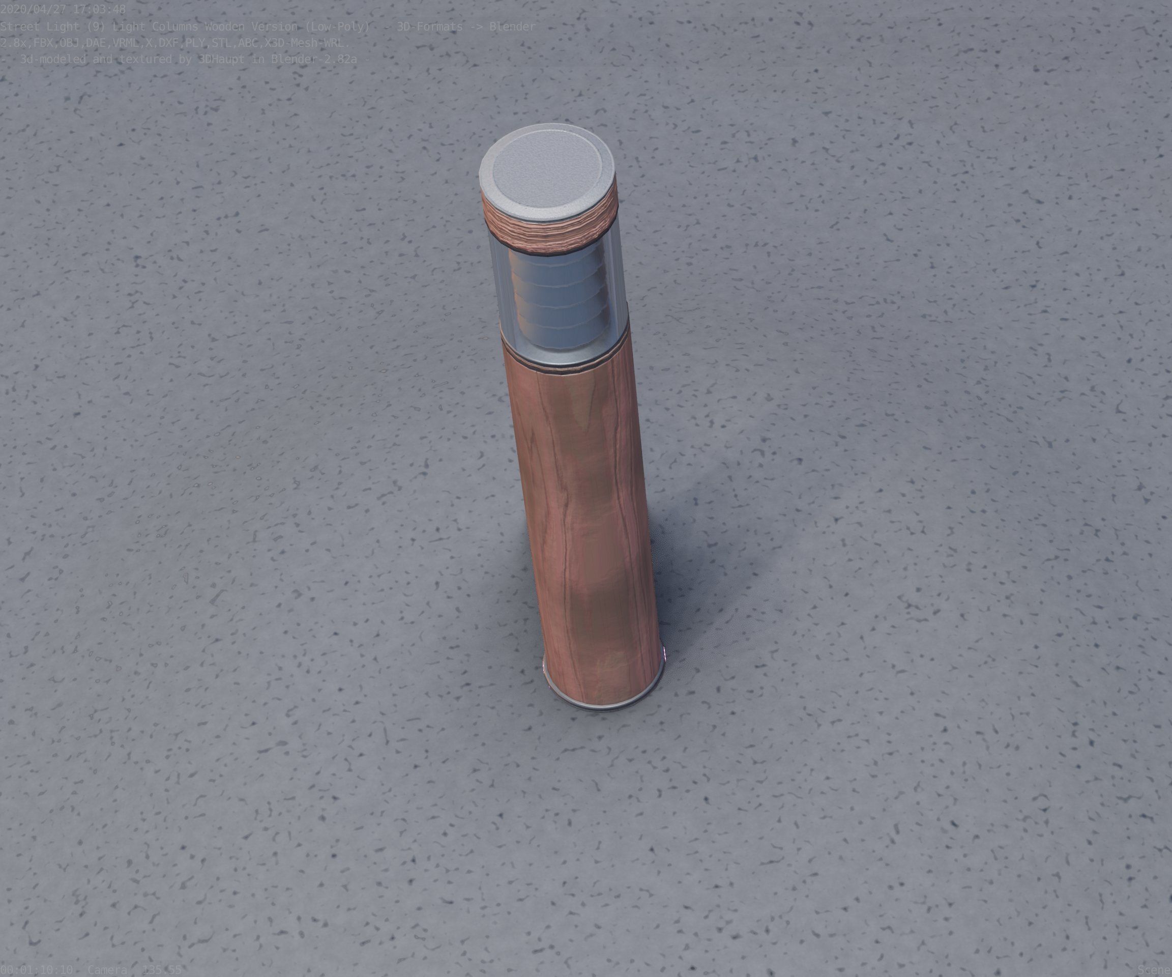 Street-Light Set-9 - Low-Poly Wood Light-Column 17 Low-poly 3D model_90