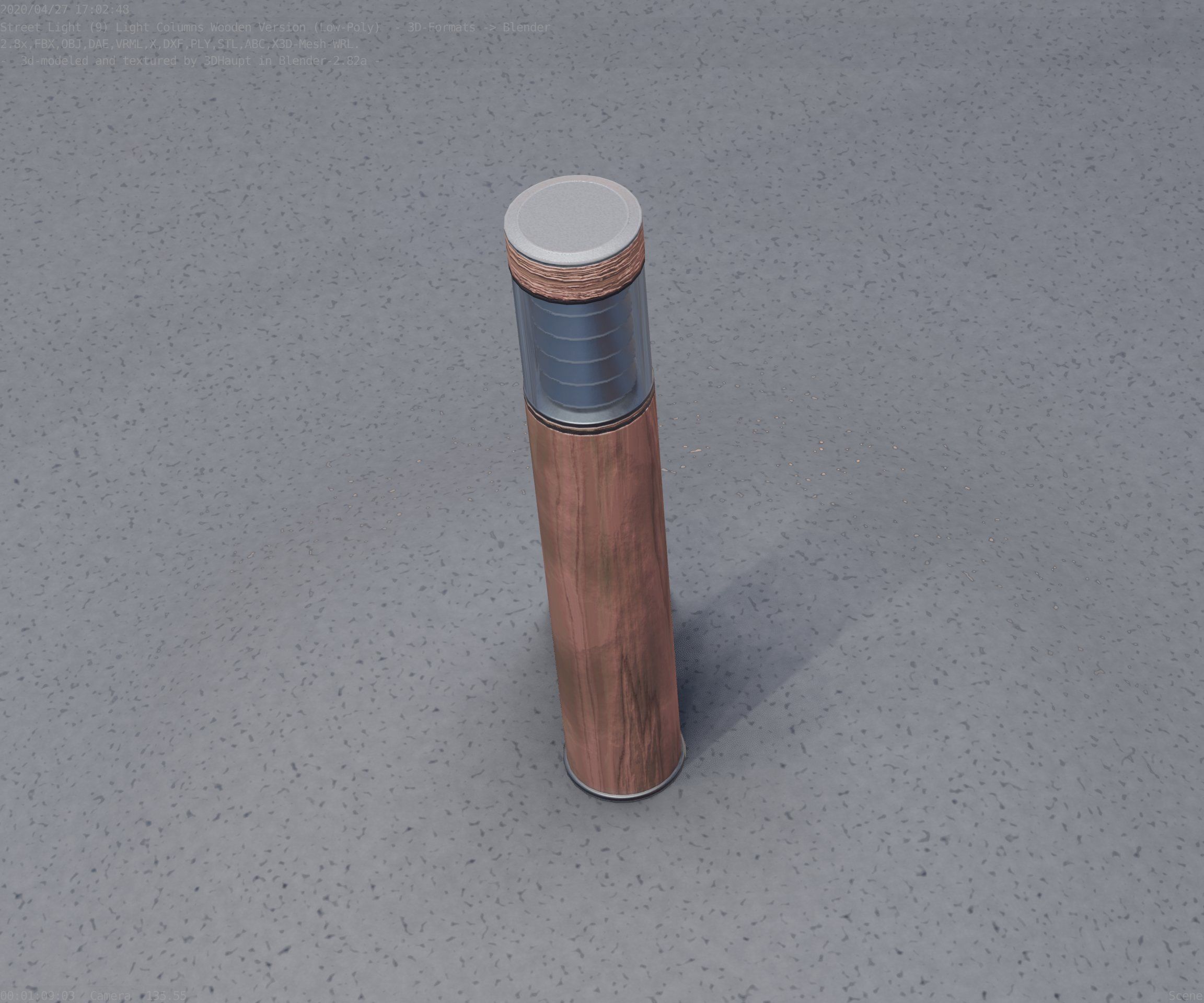 Street-Light Set-9 - Low-Poly Wood Light-Column 17 Low-poly 3D model_59