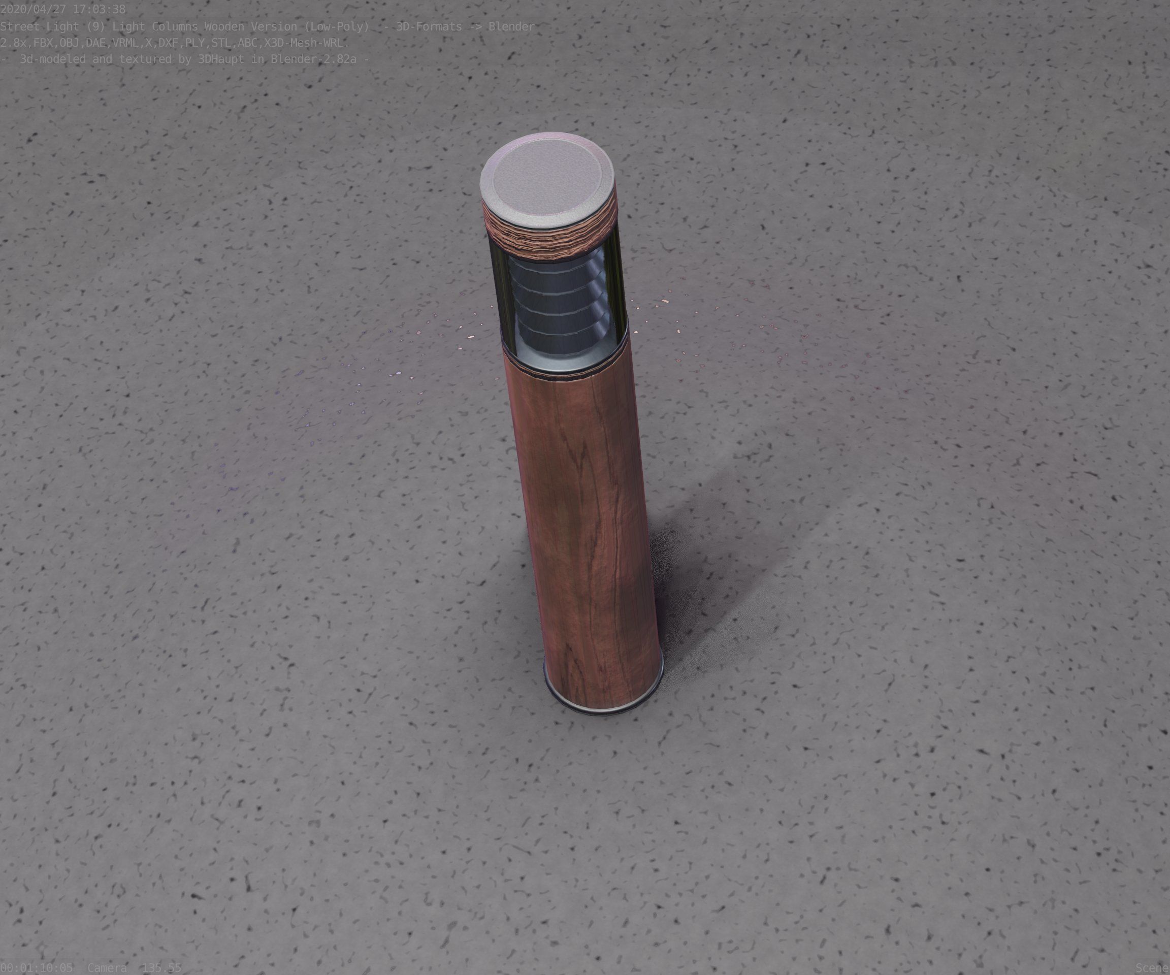 Street-Light Set-9 - Low-Poly Wood Light-Column 17 Low-poly 3D model_85