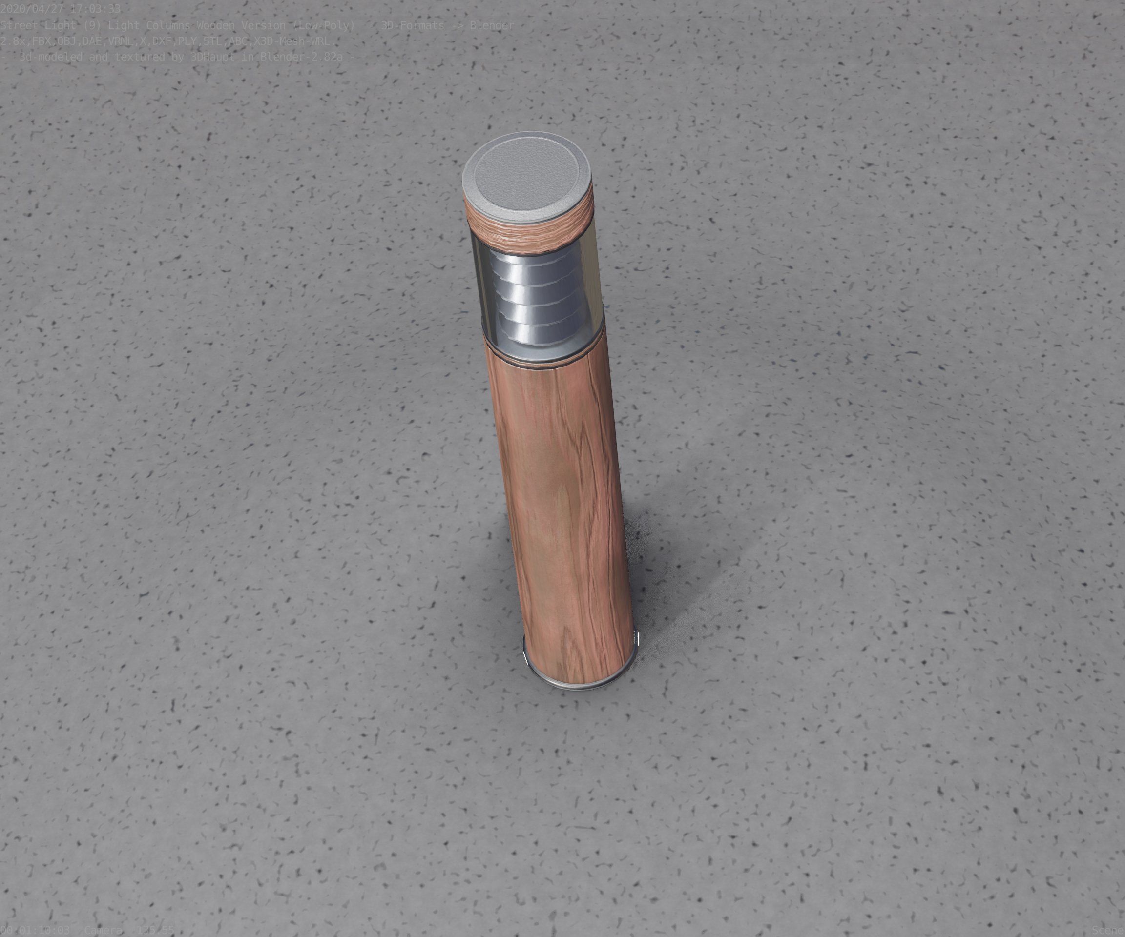 Street-Light Set-9 - Low-Poly Wood Light-Column 17 Low-poly 3D model_83
