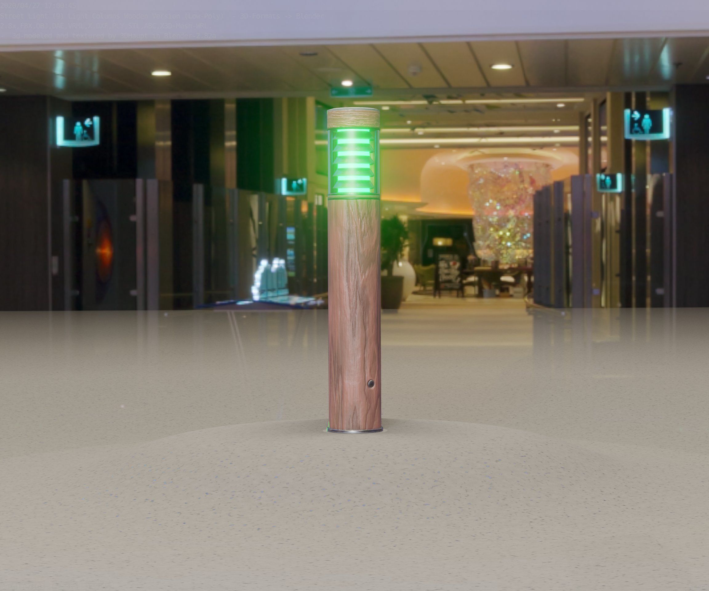 Street-Light Set-9 - Low-Poly Wood Light-Column 17 Low-poly 3D model_12