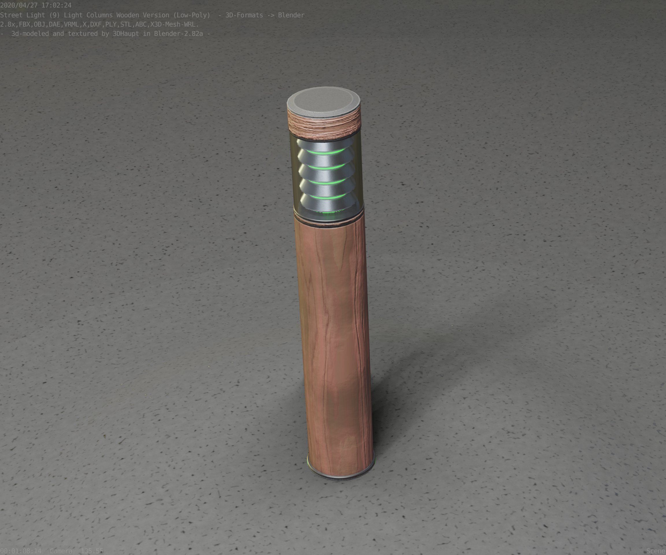 Street-Light Set-9 - Low-Poly Wood Light-Column 17 Low-poly 3D model_46