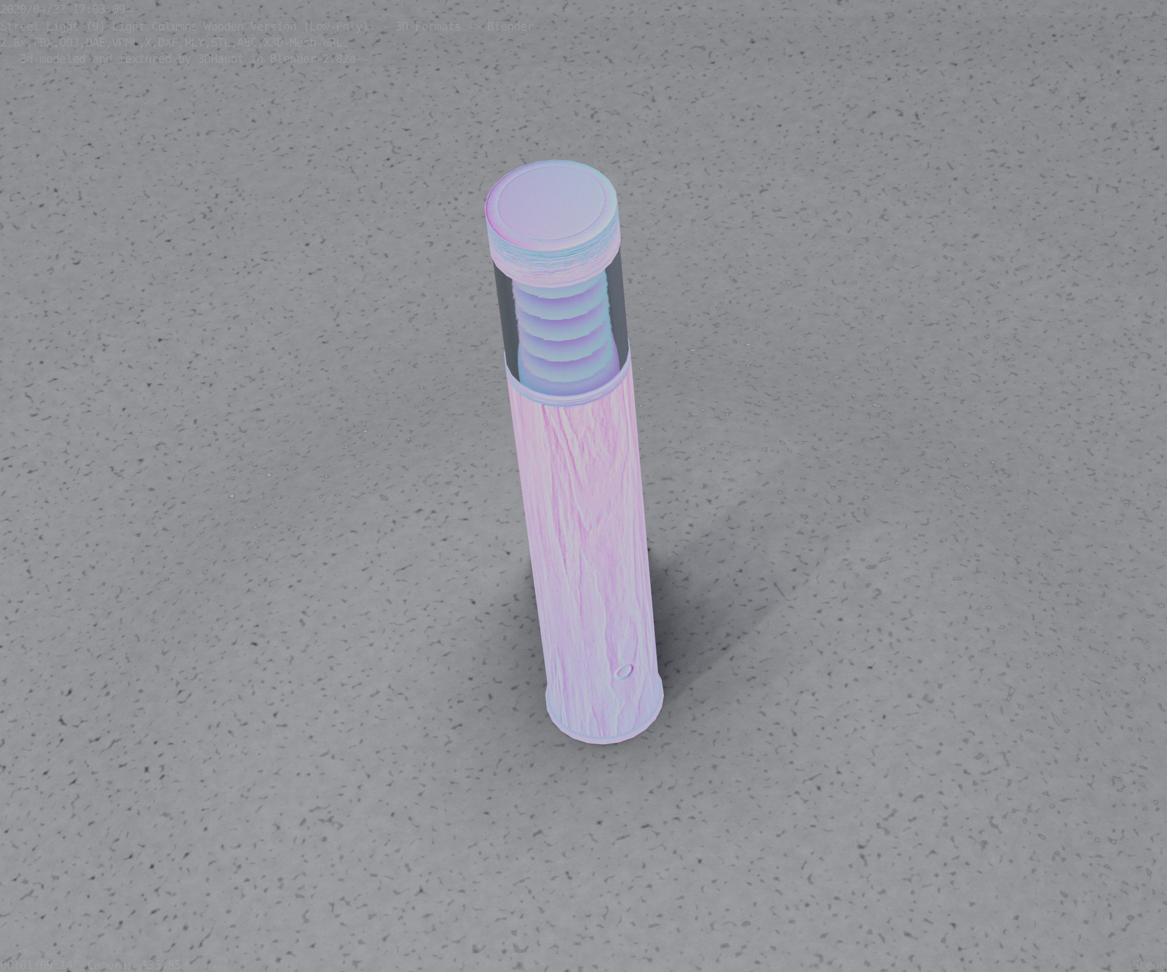 Street-Light Set-9 - Low-Poly Wood Light-Column 17 Low-poly 3D model_70