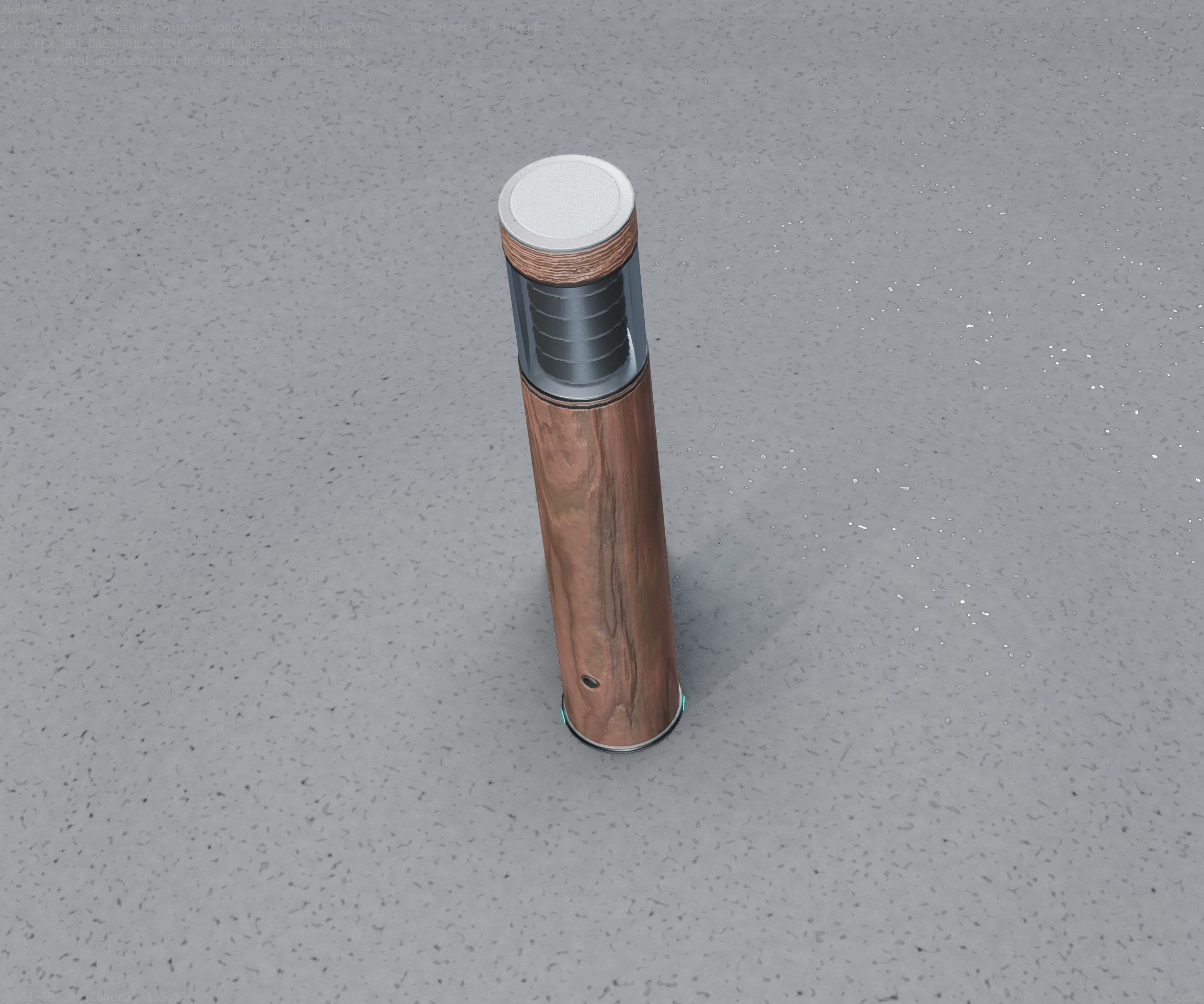 Street-Light Set-9 - Low-Poly Wood Light-Column 17 Low-poly 3D model_76