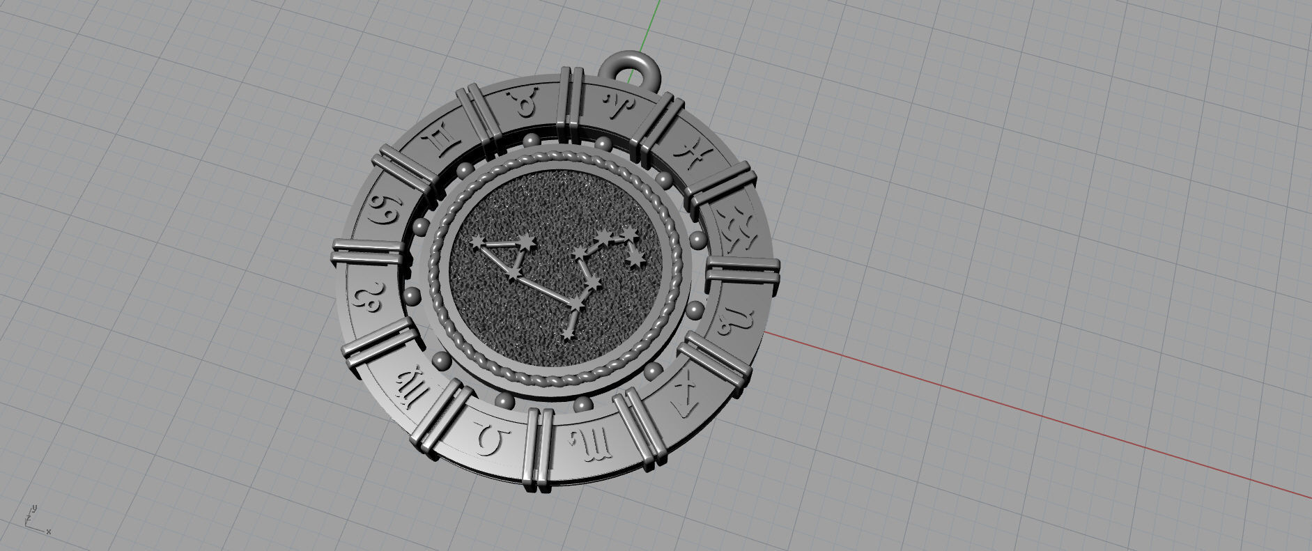 Leo zodiac pendant 3D print model_6