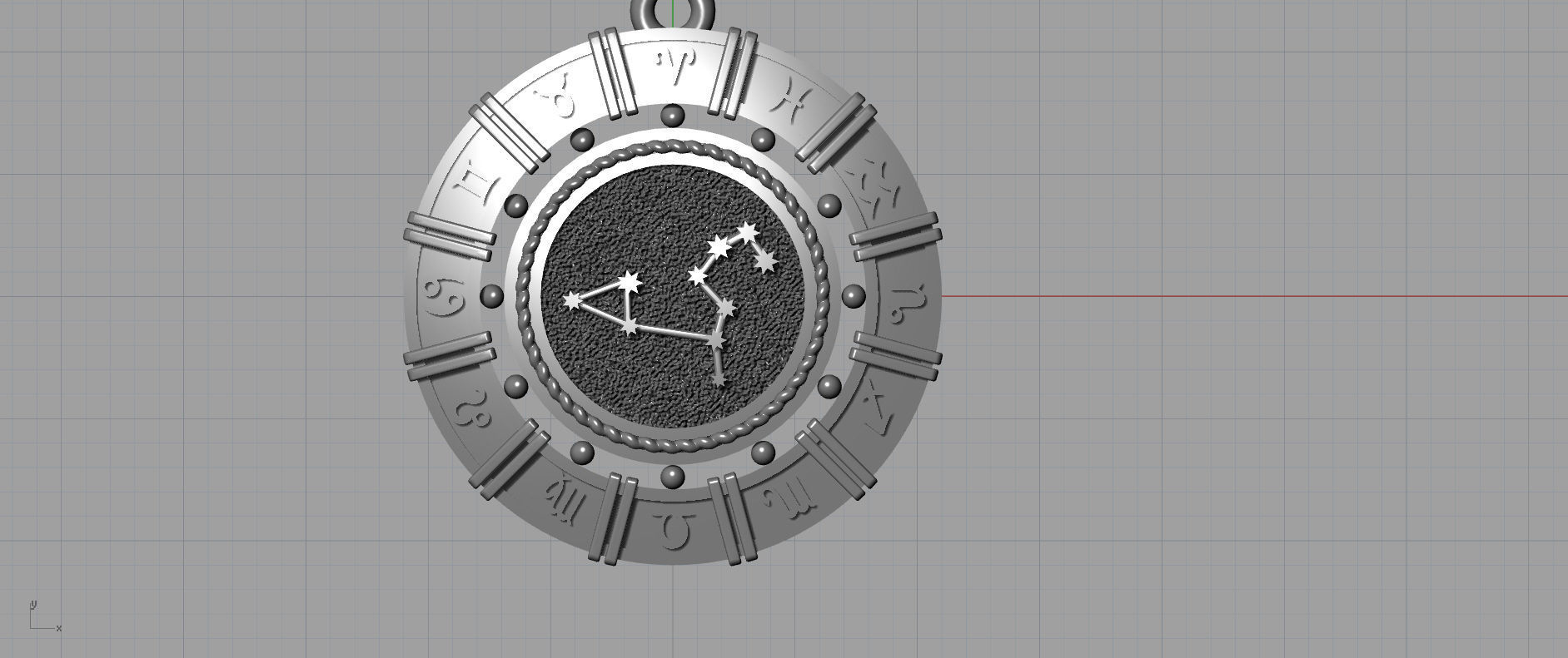 Leo zodiac pendant 3D print model_5