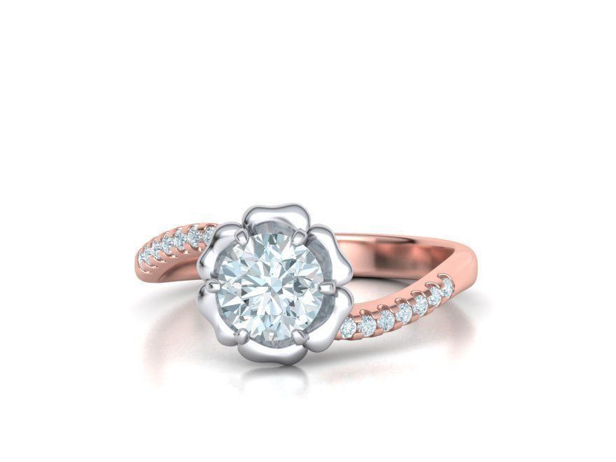 Flower Engagement ring 1CT stone 3dmodel 3D print model_4