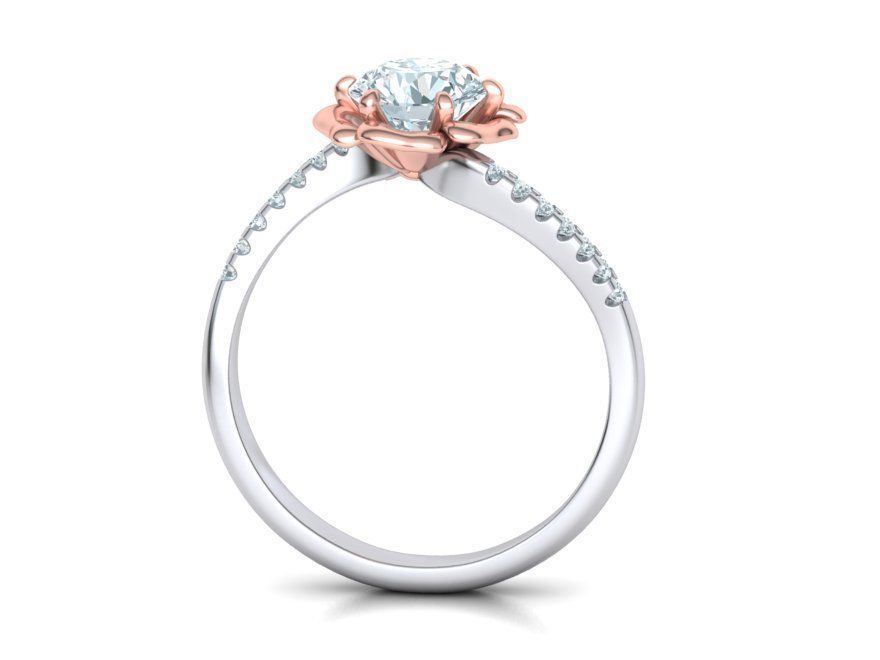 Flower Engagement ring 1CT stone 3dmodel 3D print model_10