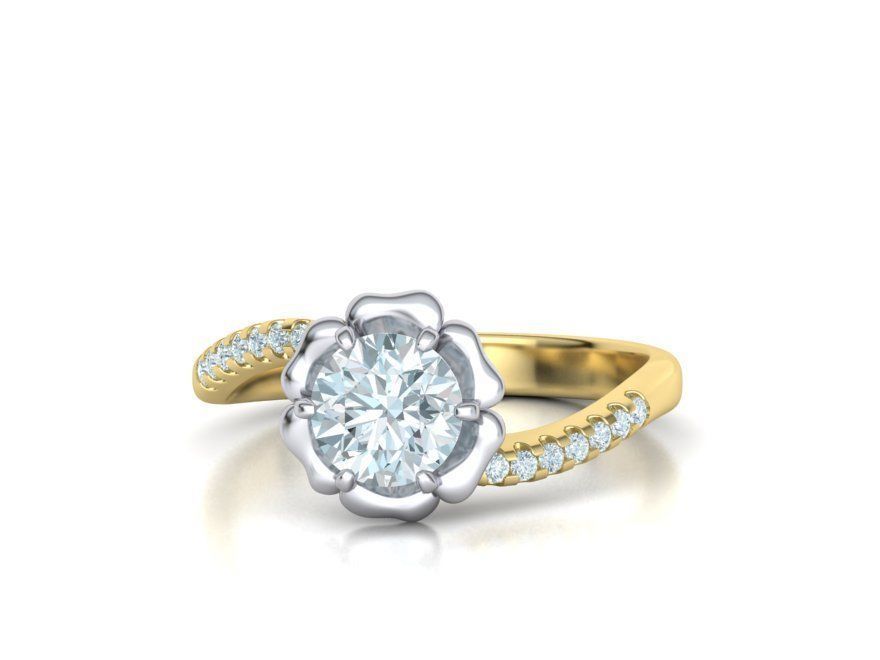 Flower Engagement ring 1CT stone 3dmodel 3D print model_5