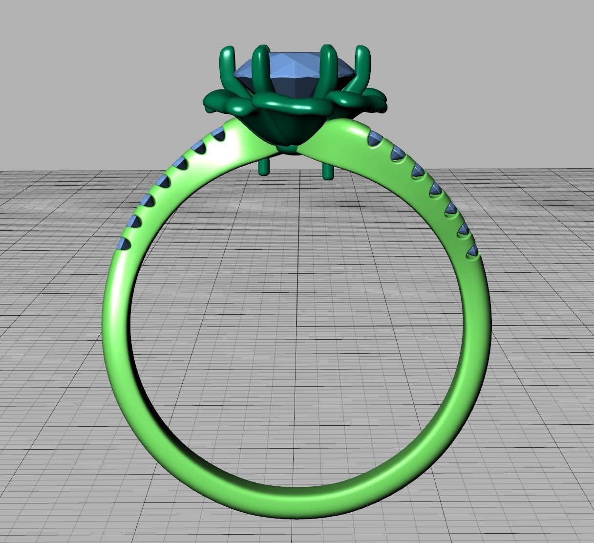 Flower Engagement ring 1CT stone 3dmodel 3D print model_14