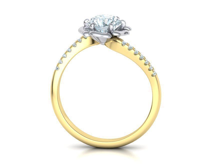 Flower Engagement ring 1CT stone 3dmodel 3D print model_11