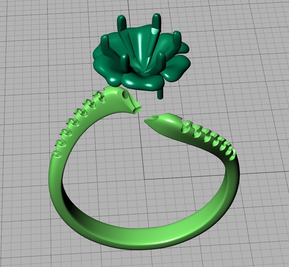 Flower Engagement ring 1CT stone 3dmodel 3D print model_16