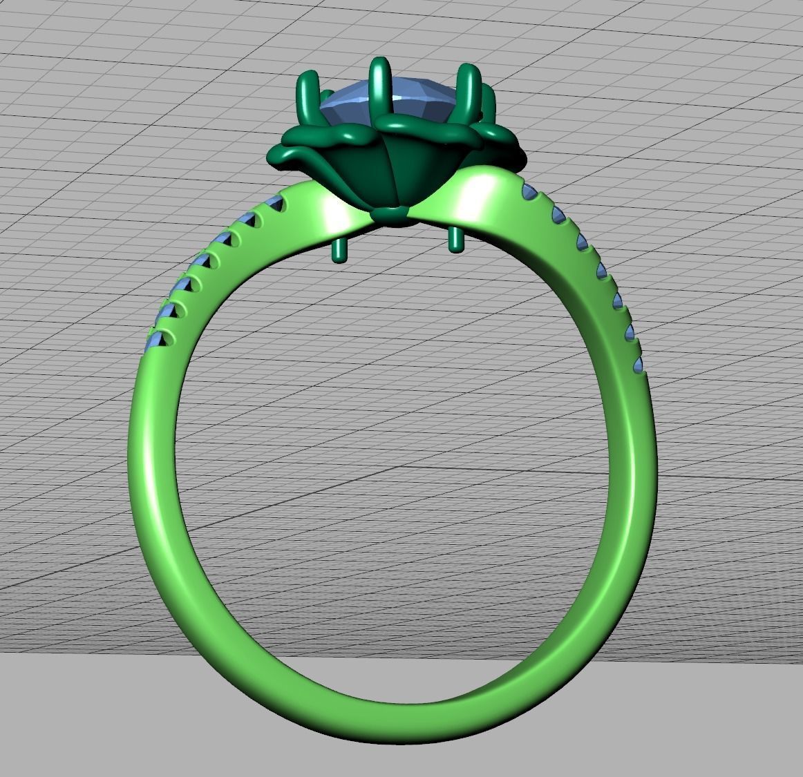 Flower Engagement ring 1CT stone 3dmodel 3D print model_13
