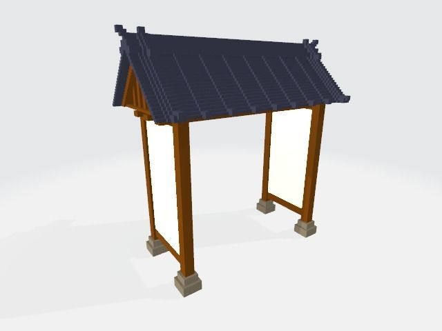 Voxel Korean traditional village Low-poly 3D model_6