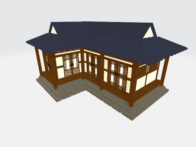 Voxel Korean traditional village Low-poly 3D model_3