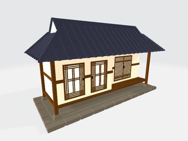 Voxel Korean traditional village Low-poly 3D model_2