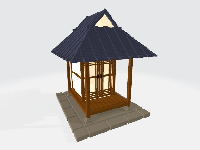 Voxel Korean traditional village Low-poly 3D model_5