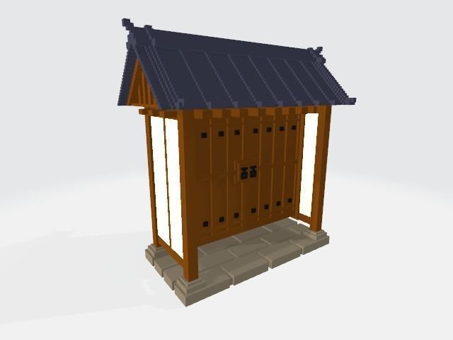 Voxel Korean traditional village Low-poly 3D model_7