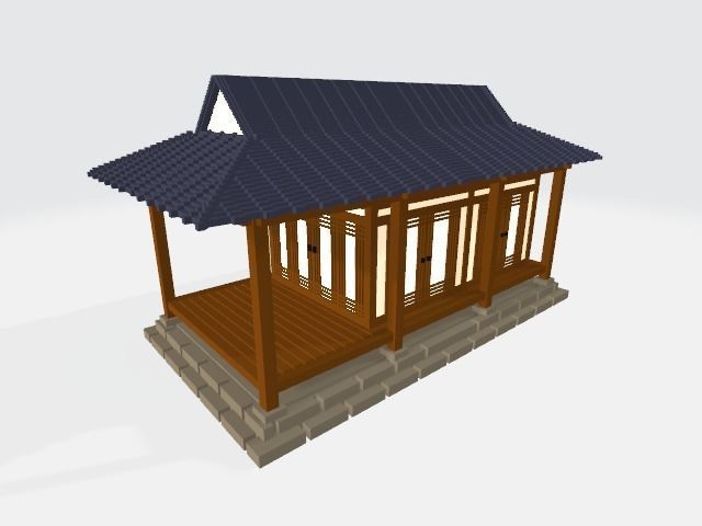 Voxel Korean traditional village Low-poly 3D model_1