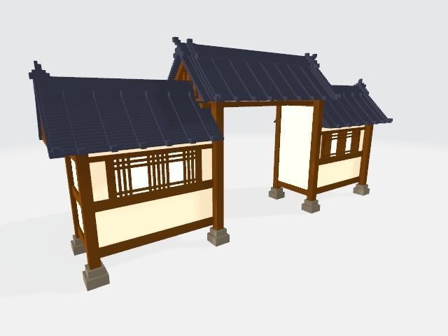 Voxel Korean traditional village Low-poly 3D model_8