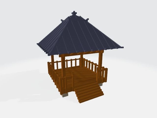 Voxel Korean traditional village Low-poly 3D model_4