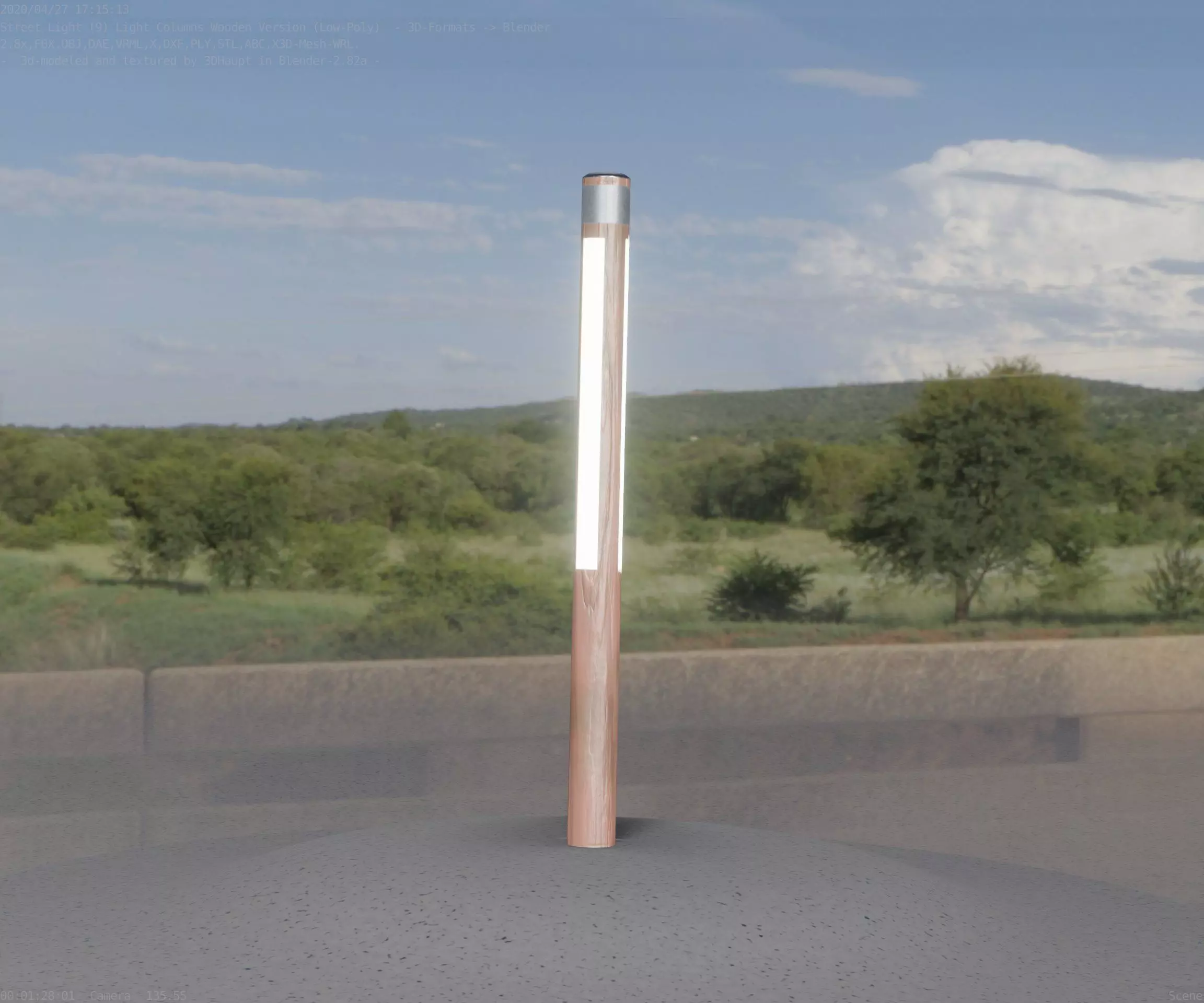 Wooden Lamp-Column 22 - Low-Poly Street-Light Set-9 Low-poly 3D model