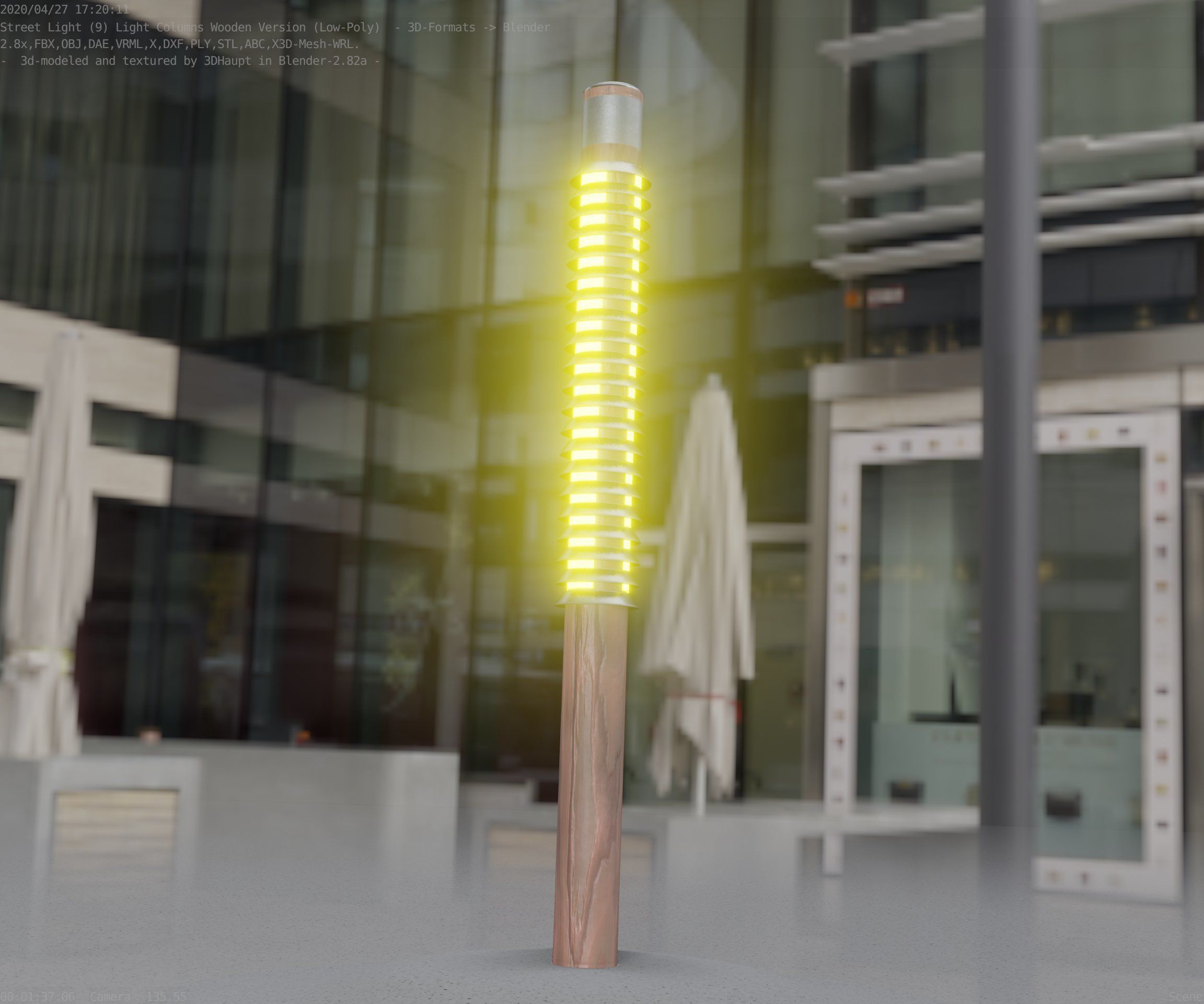 Wooden Lamp-Column 24 - Low-Poly Street-Light Set-9 Low-poly 3D model_43