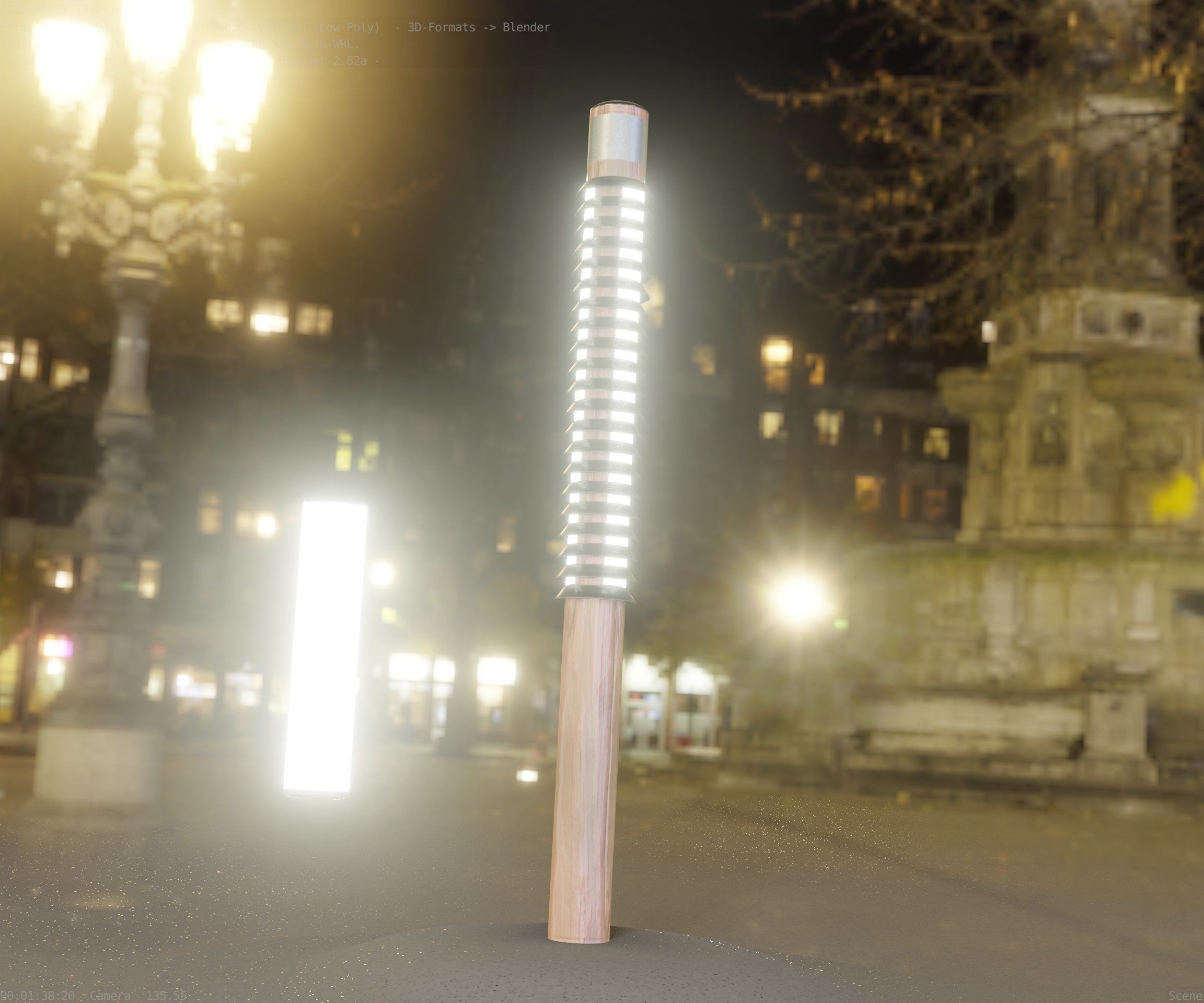 Wooden Lamp-Column 24 - Low-Poly Street-Light Set-9 Low-poly 3D model_72