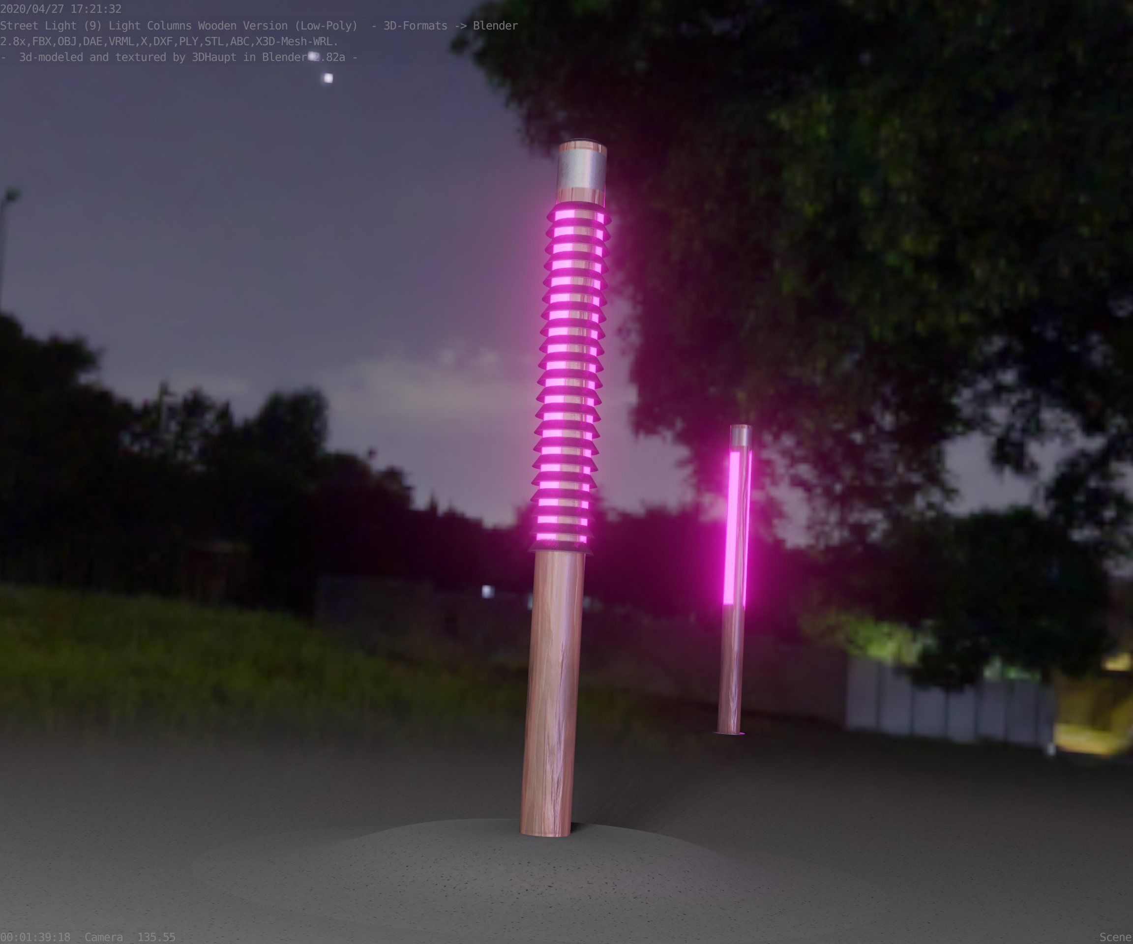Wooden Lamp-Column 24 - Low-Poly Street-Light Set-9 Low-poly 3D model_94