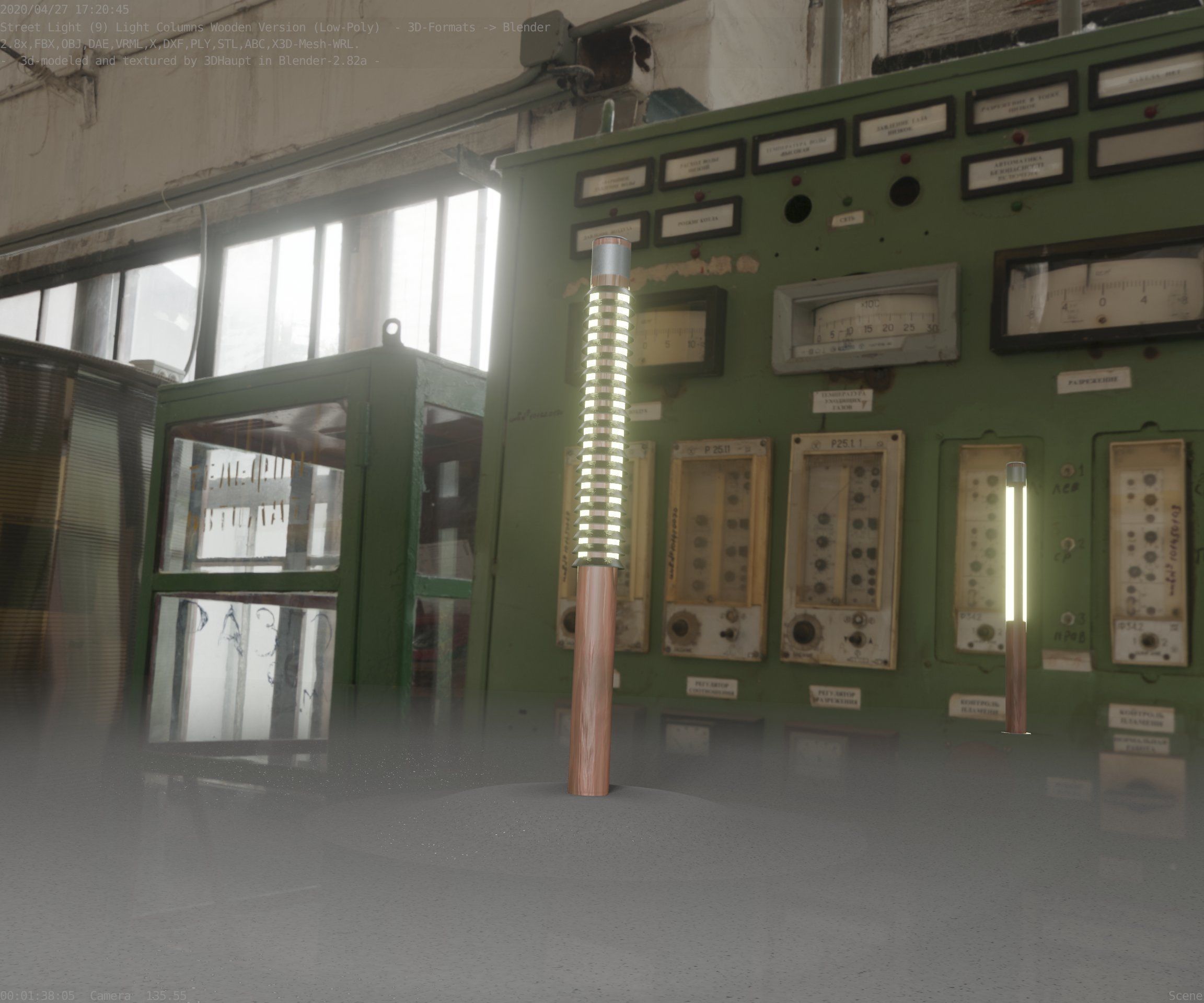 Wooden Lamp-Column 24 - Low-Poly Street-Light Set-9 Low-poly 3D model_57