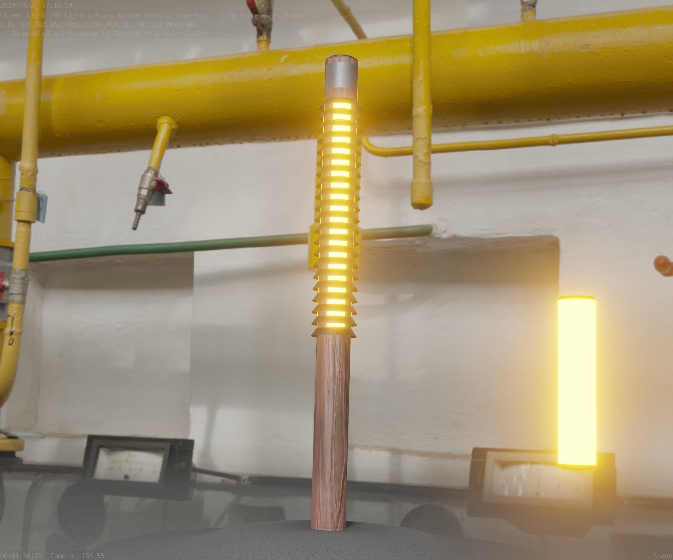 Wooden Lamp-Column 24 - Low-Poly Street-Light Set-9 Low-poly 3D model_35