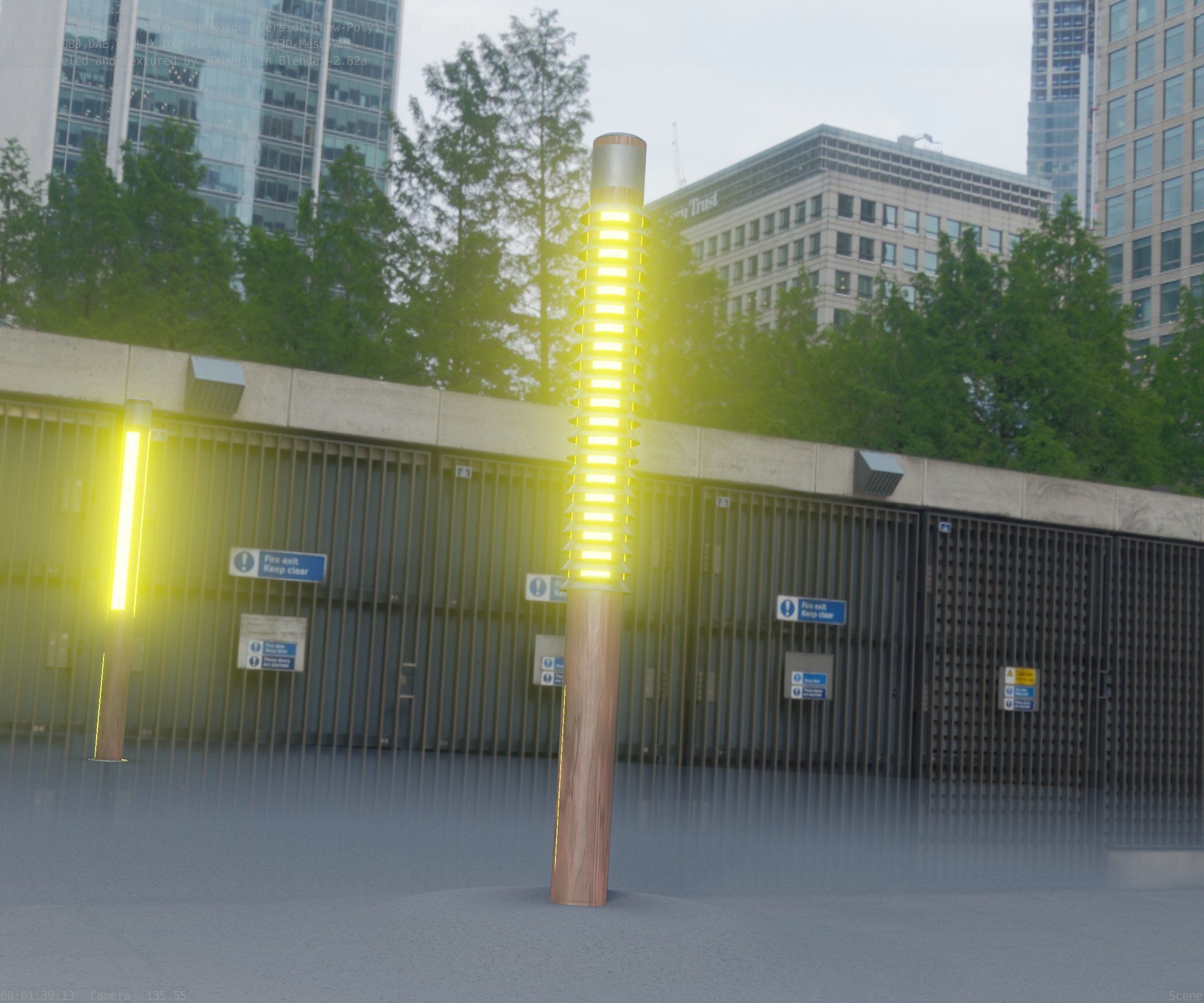 Wooden Lamp-Column 24 - Low-Poly Street-Light Set-9 Low-poly 3D model_89