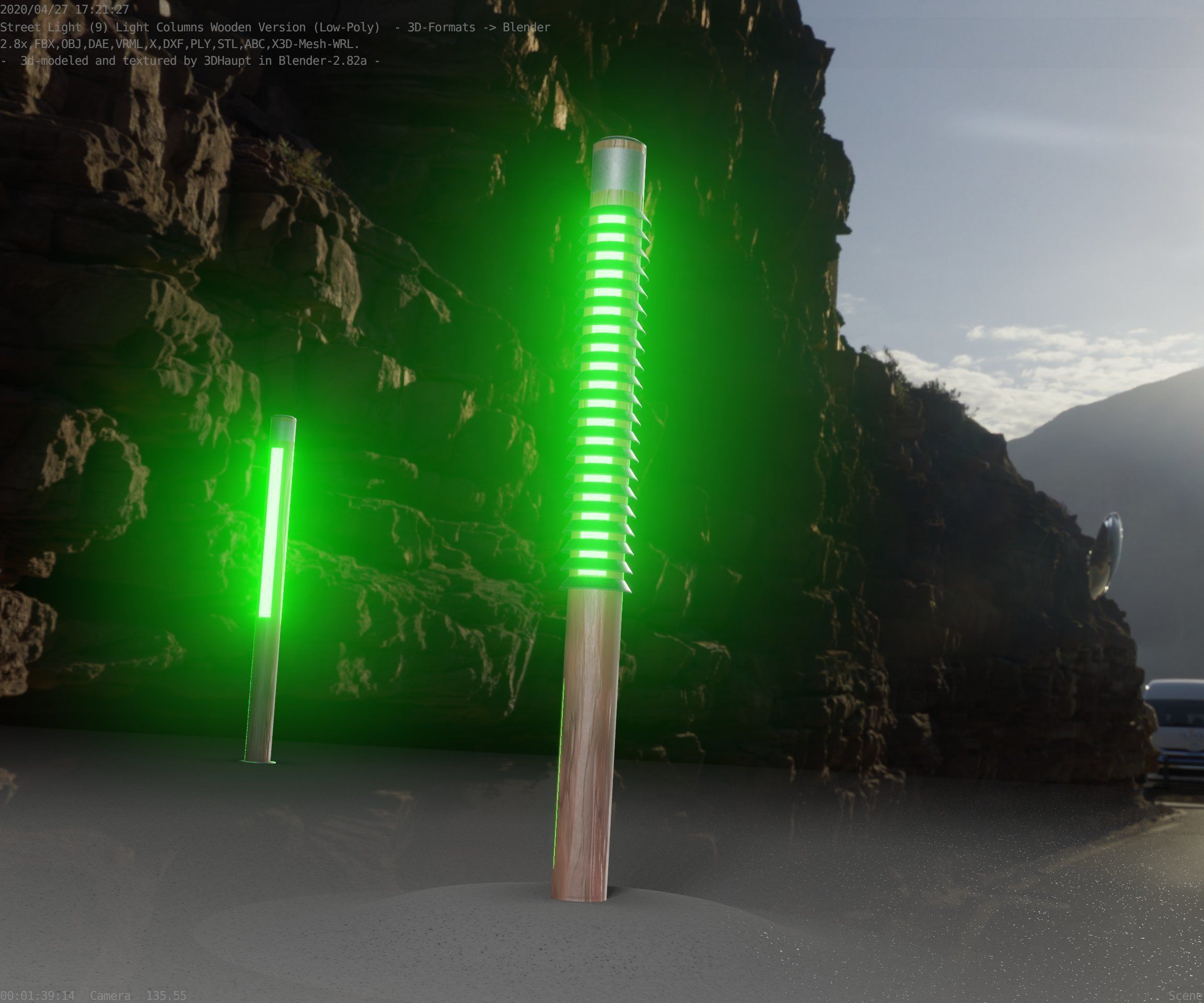 Wooden Lamp-Column 24 - Low-Poly Street-Light Set-9 Low-poly 3D model_90