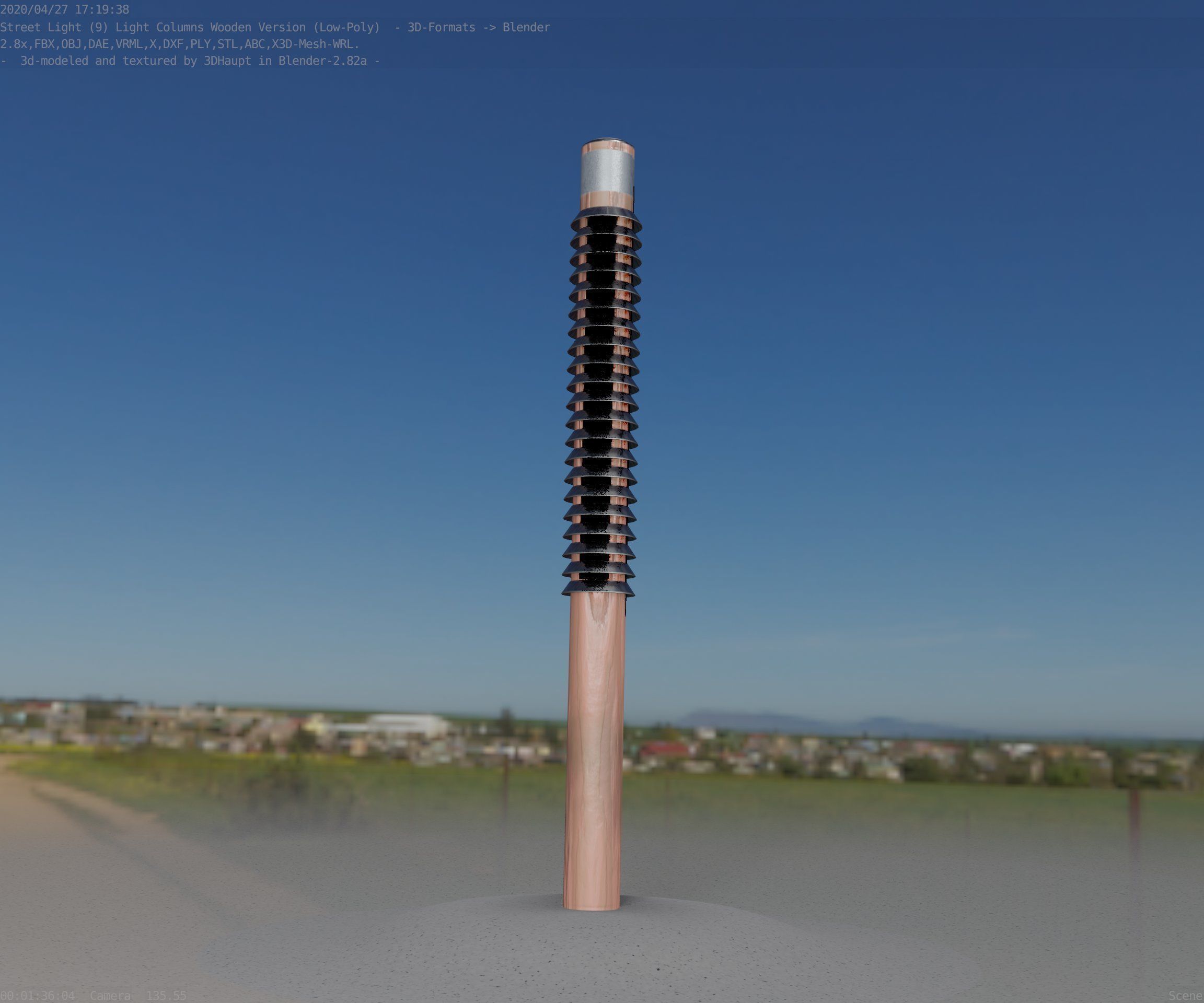 Wooden Lamp-Column 24 - Low-Poly Street-Light Set-9 Low-poly 3D model_17